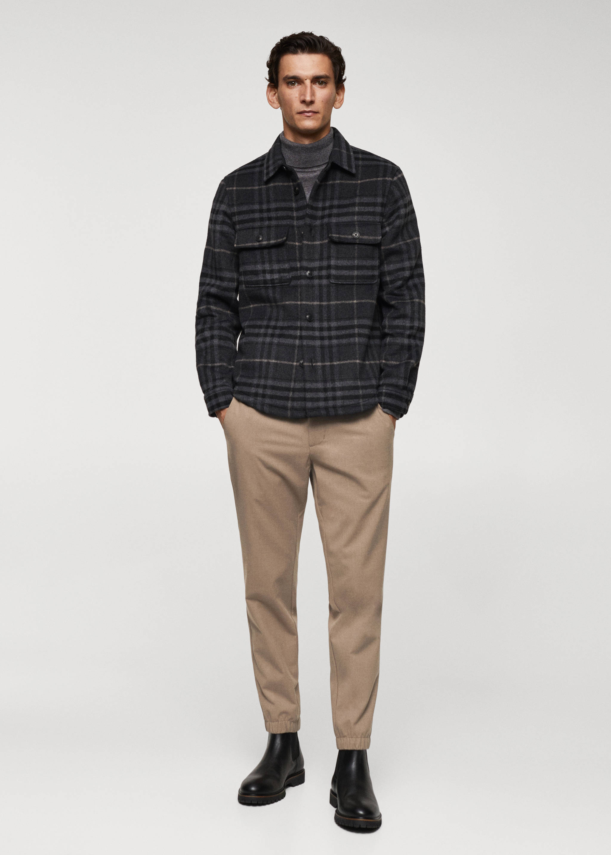 Slim-fit jogger trousers with drawstring - General plane