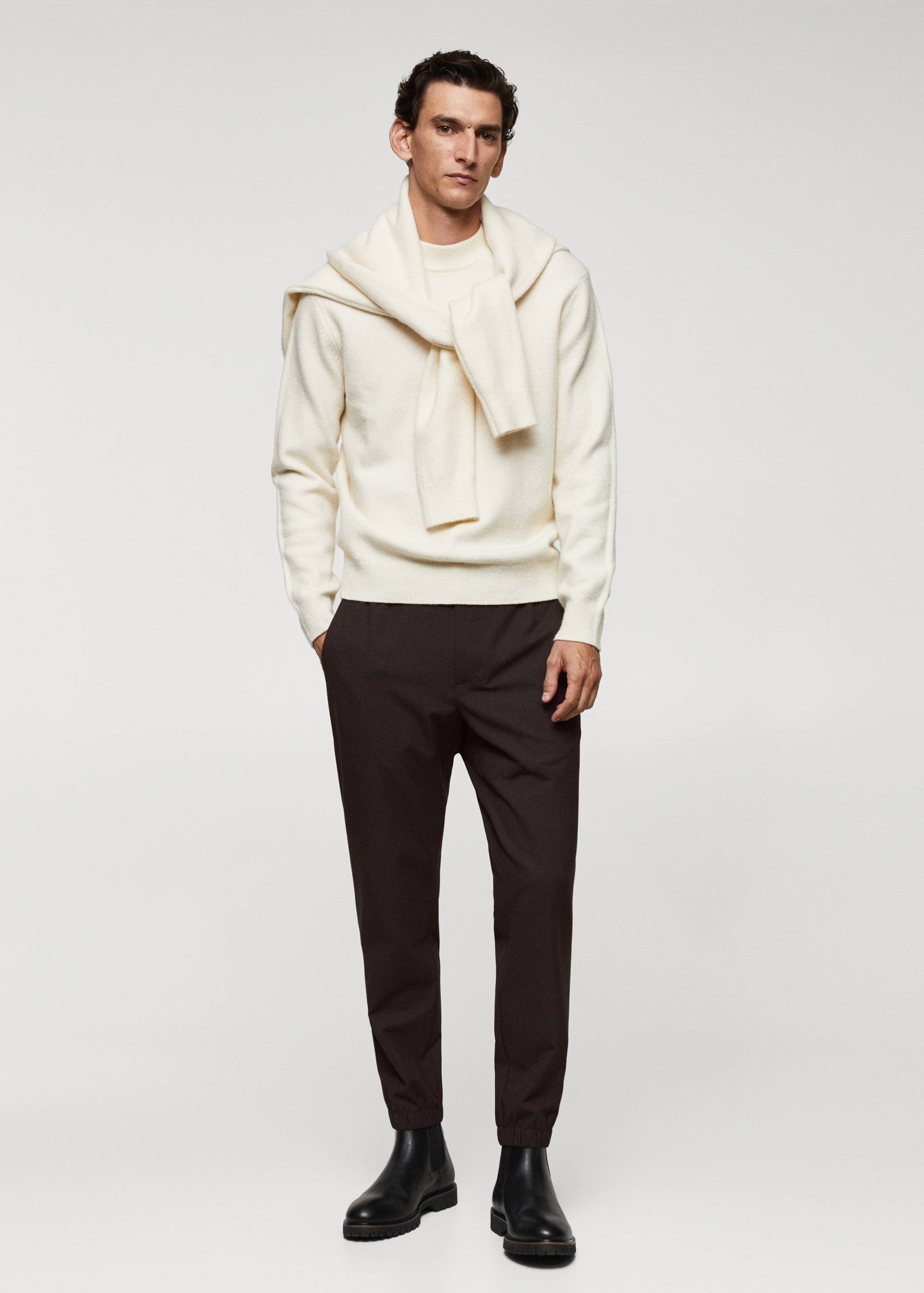 Slim-fit jogger trousers with drawstring - General plane