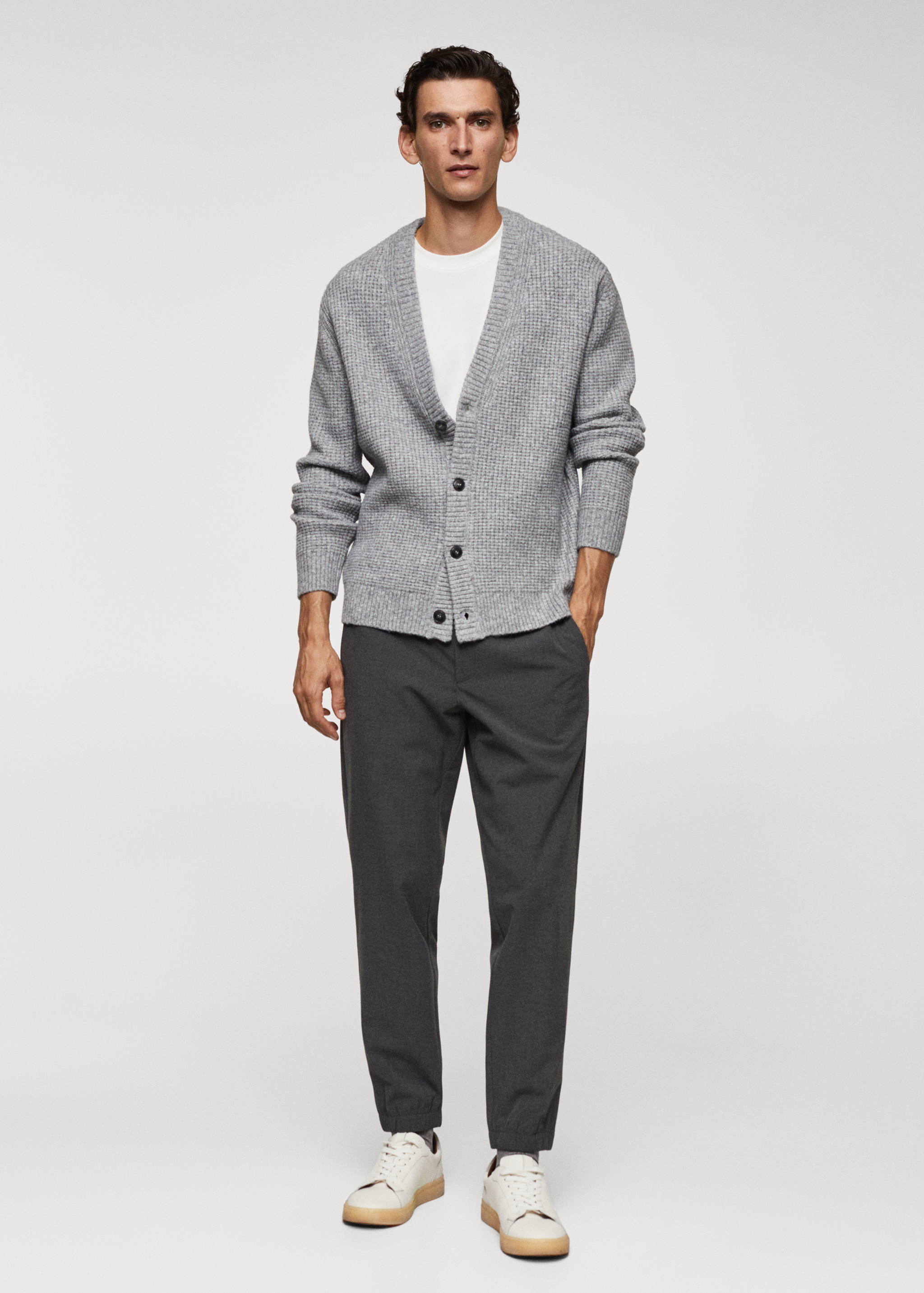 Slim-fit jogger trousers with drawstring - General plane