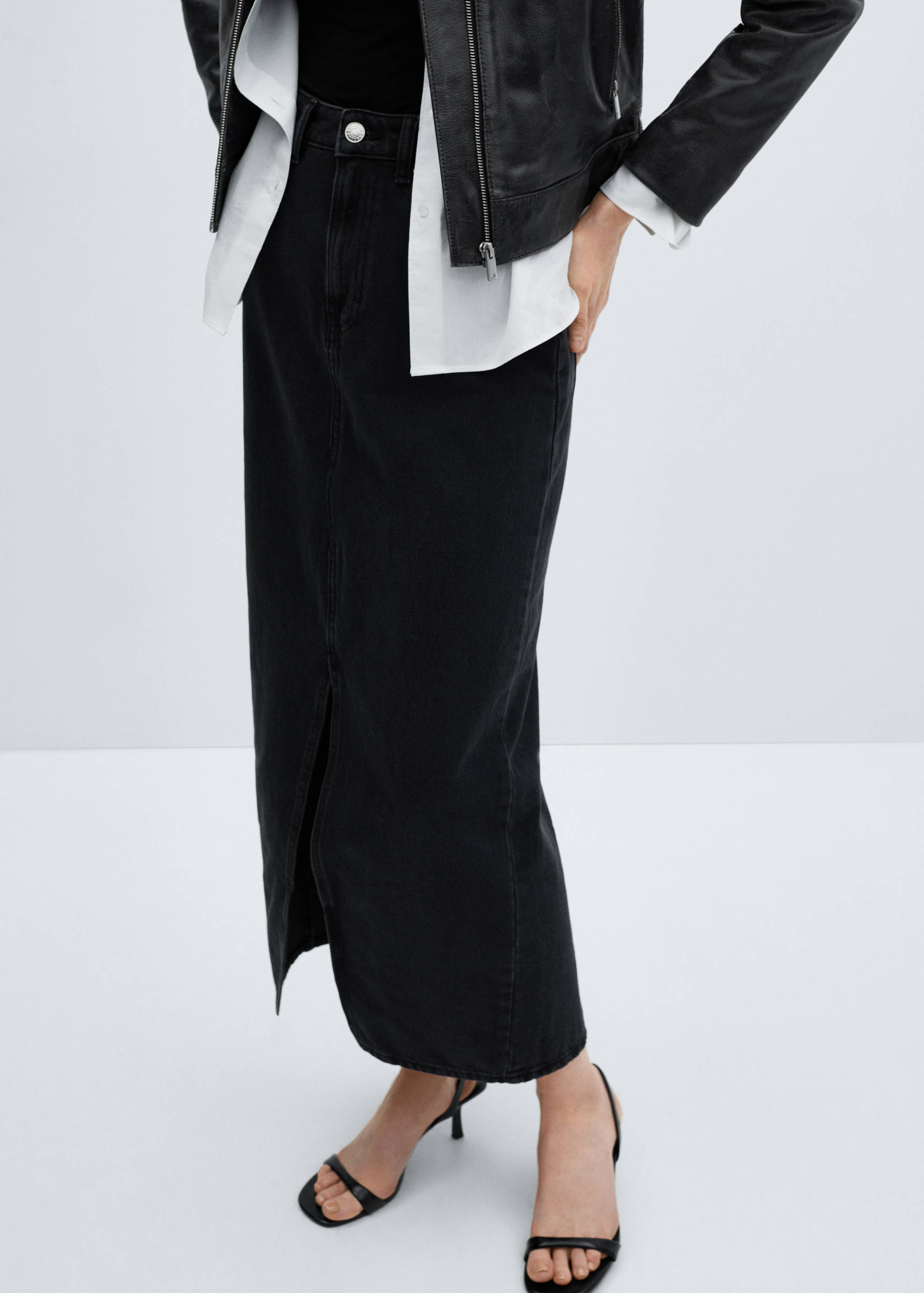 Slit denim skirt - Medium plane