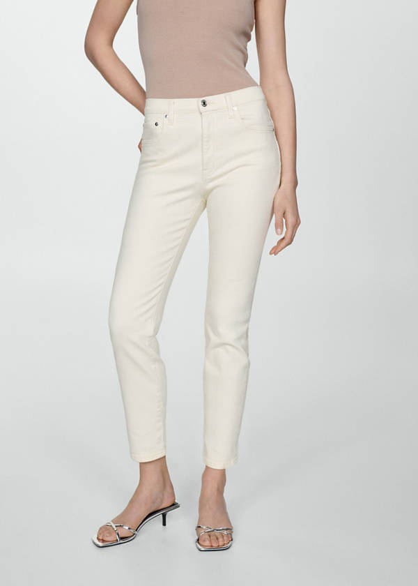 Claudia slim-fit cropped jeans — Ecru