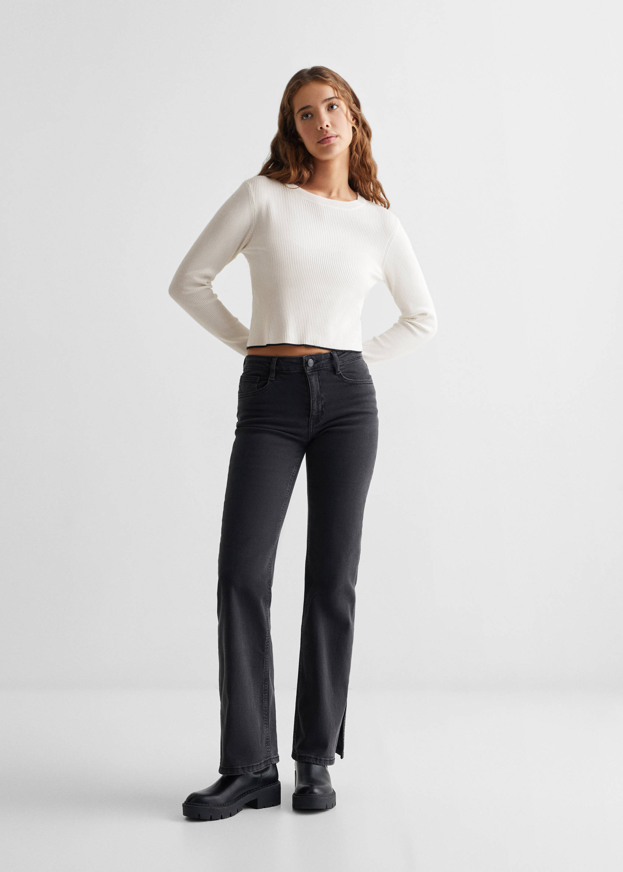 Pull-over maille côtelée contrasté - Plan général