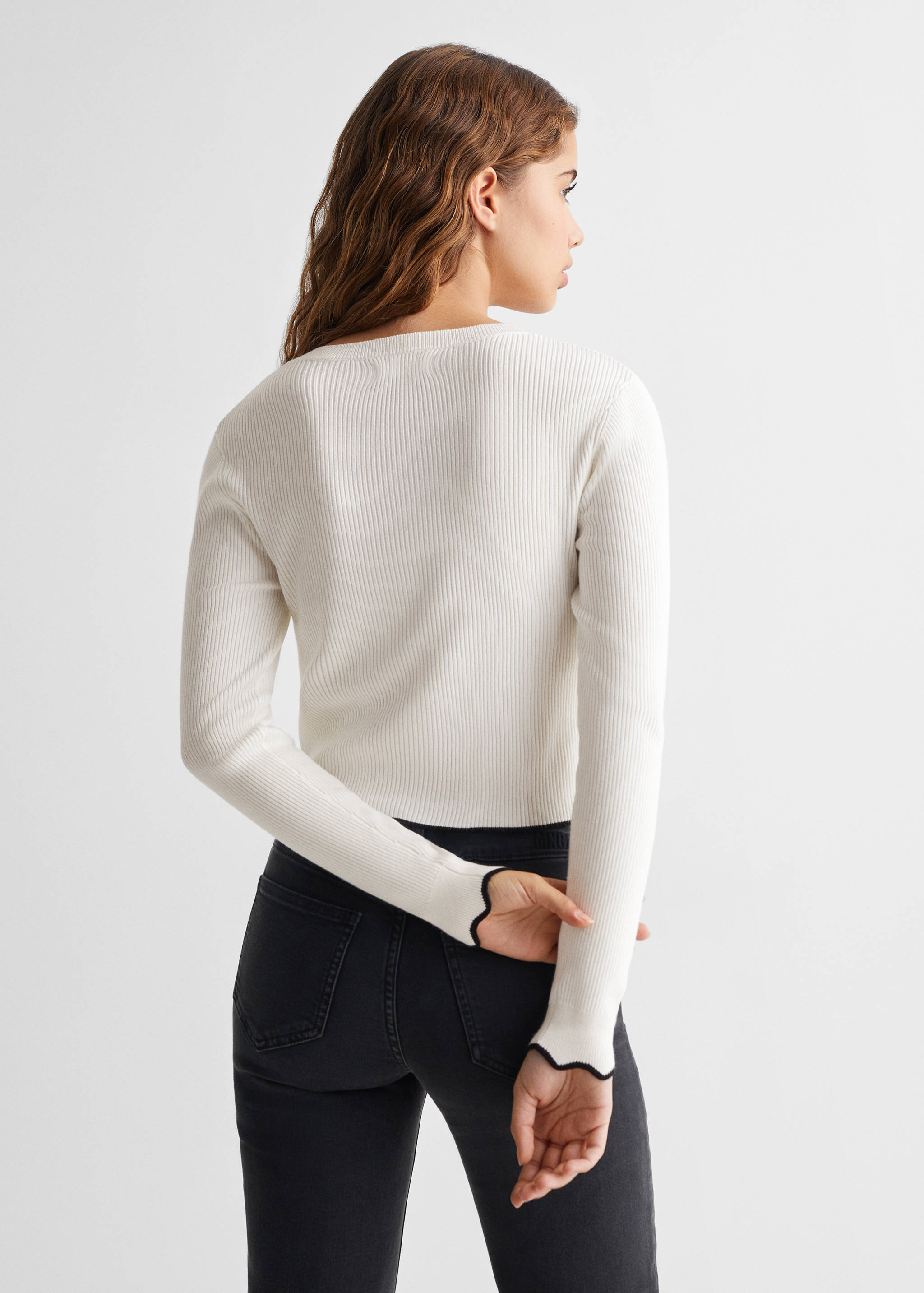 Pull-over maille côtelée contrasté - Verso de l’article