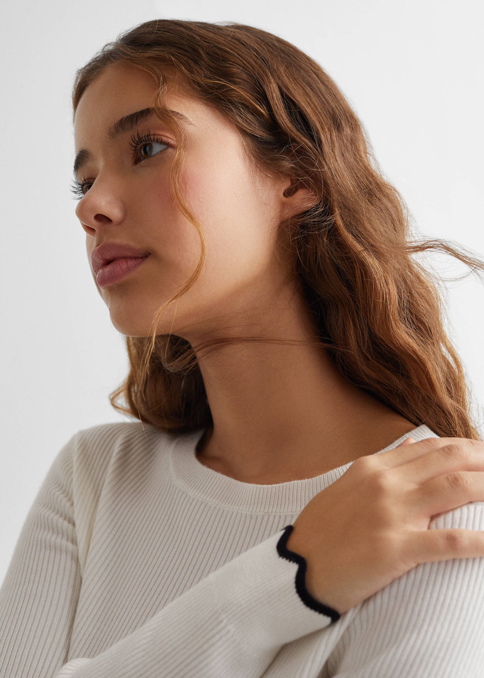 Pull-over maille côtelée contrasté - Détail de l'article 1