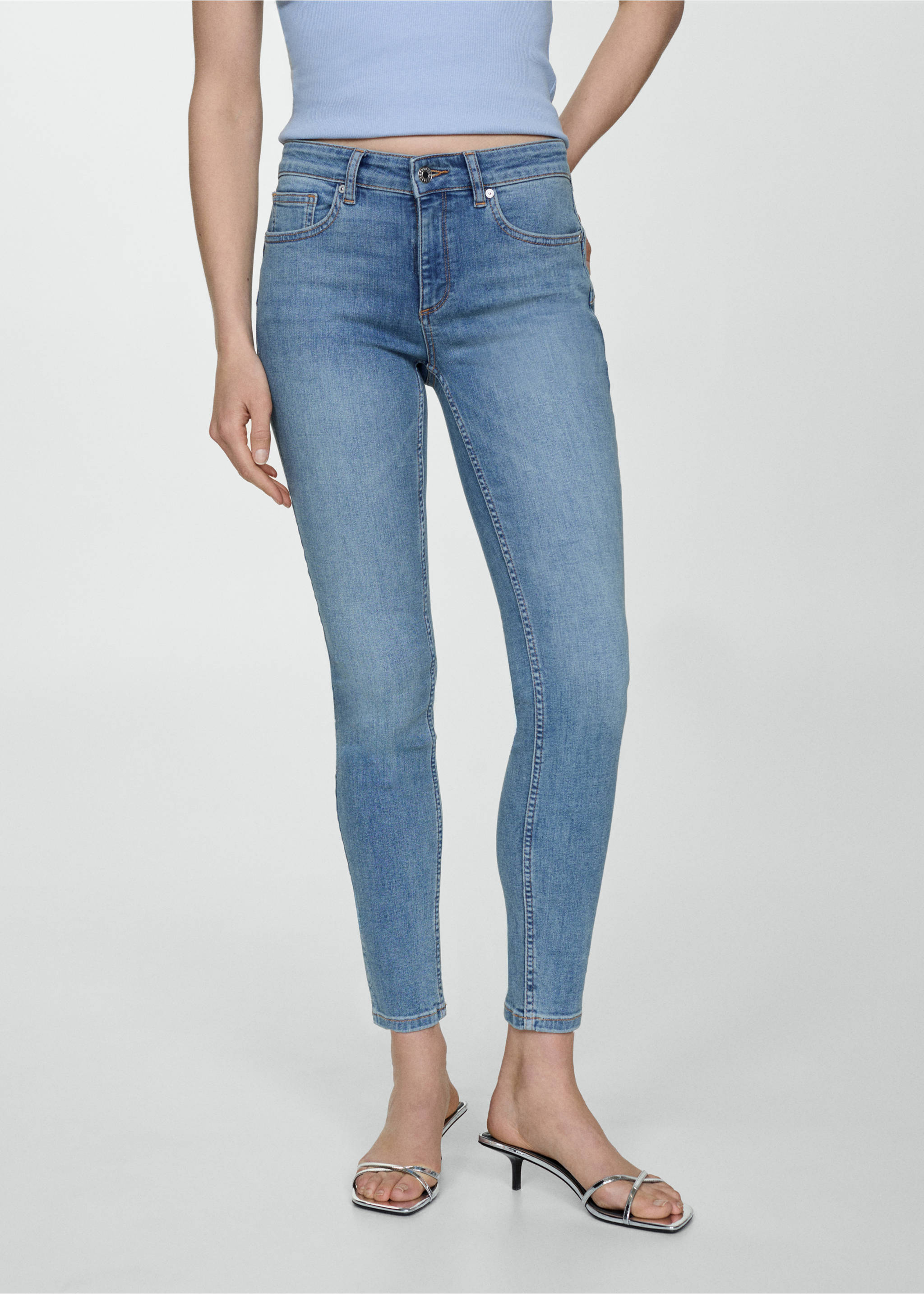 Jeans skinny push-up - Plano medio, Azul medio. Ref: 67040378-00.