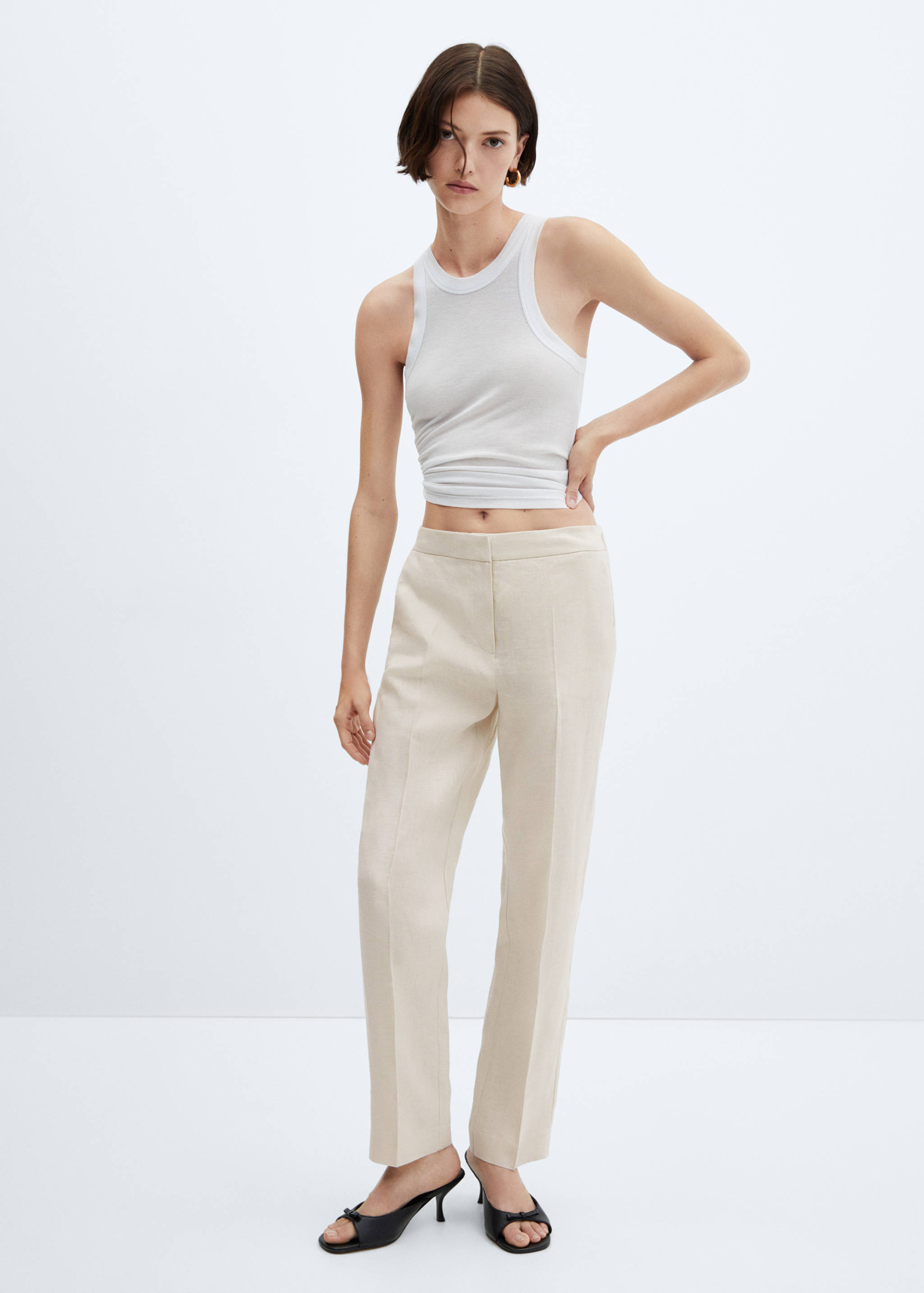 100% linen straight trousers - General plane