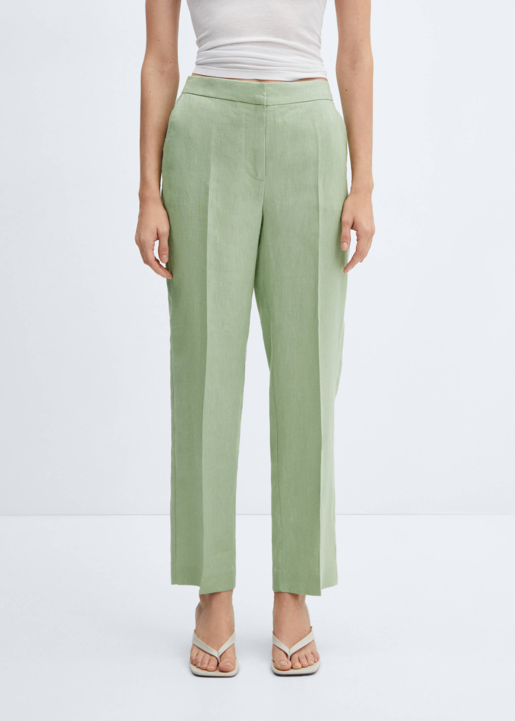 100% linen straight trousers - Medium plane