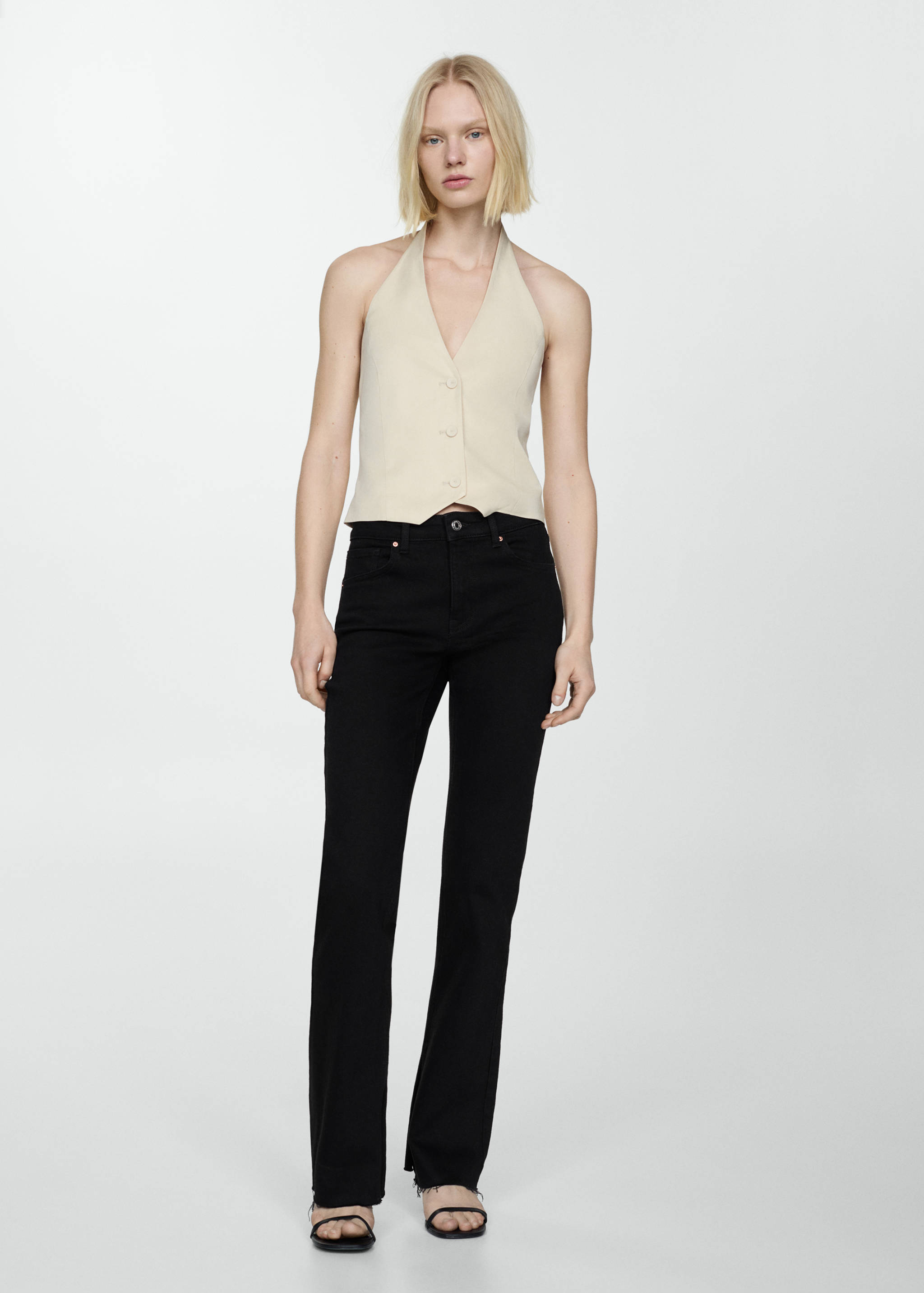 Medium-rise straight jeans with slits - General plane