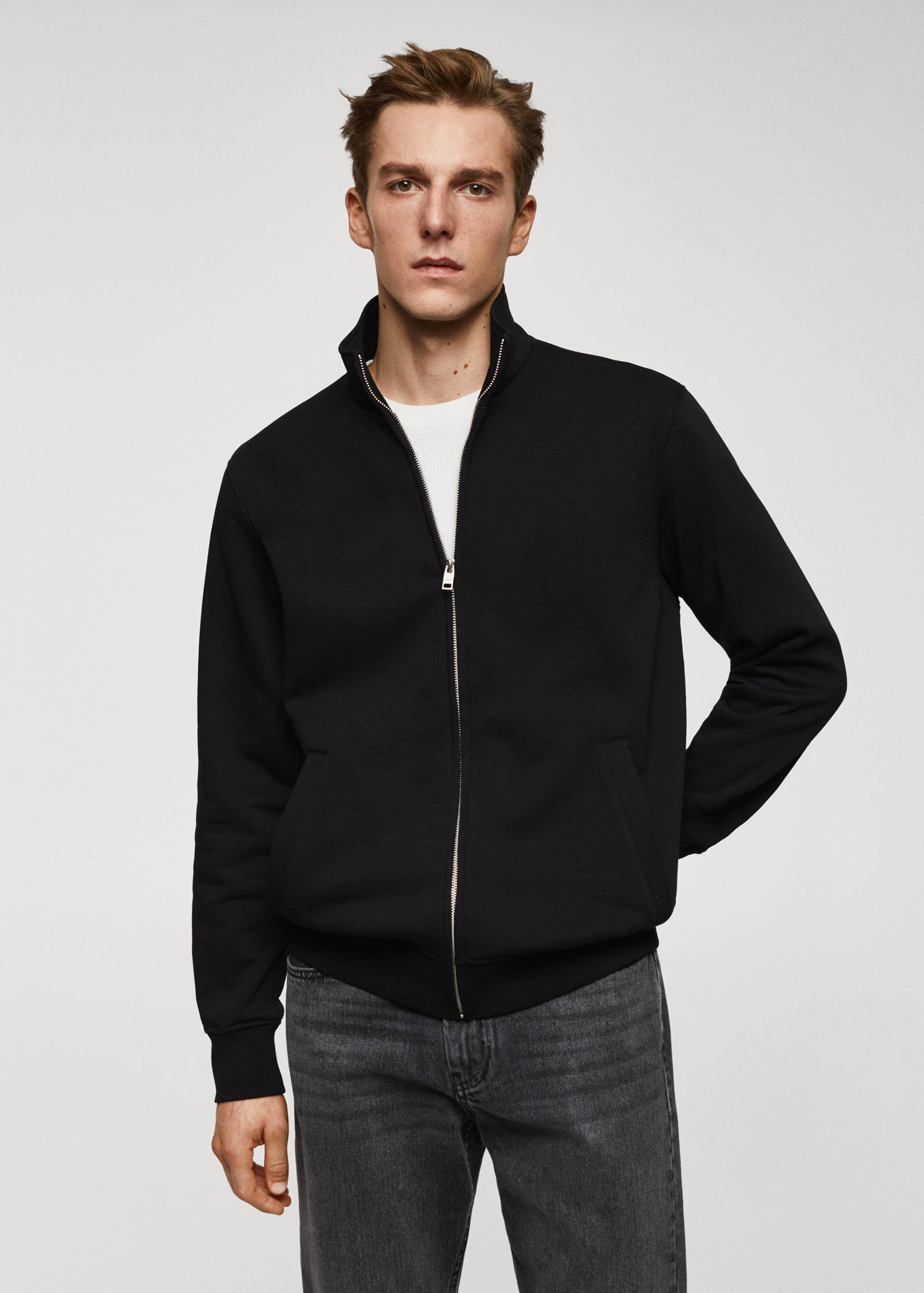 Zipper cotton sweater - Medium plane