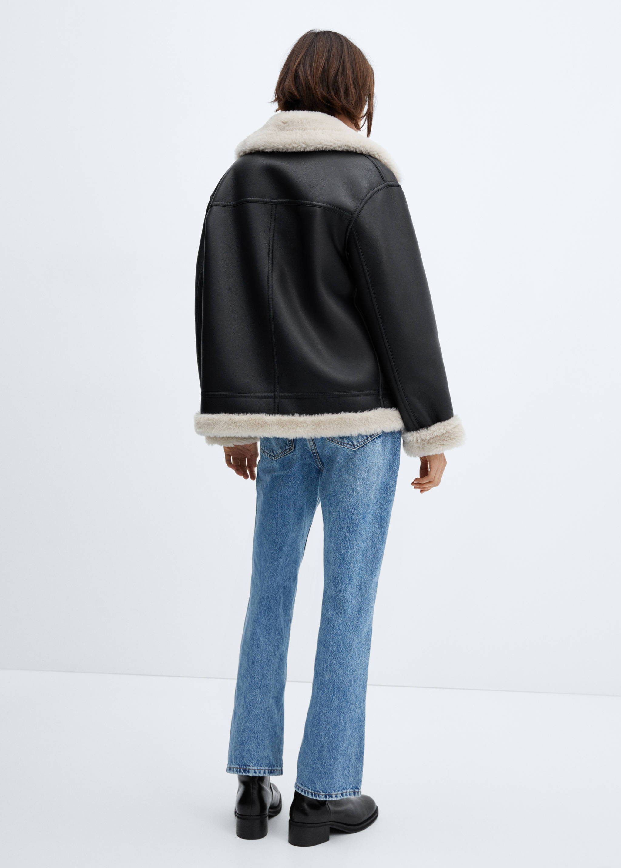 Double-faced faux-leather jacket - Reverse of the article