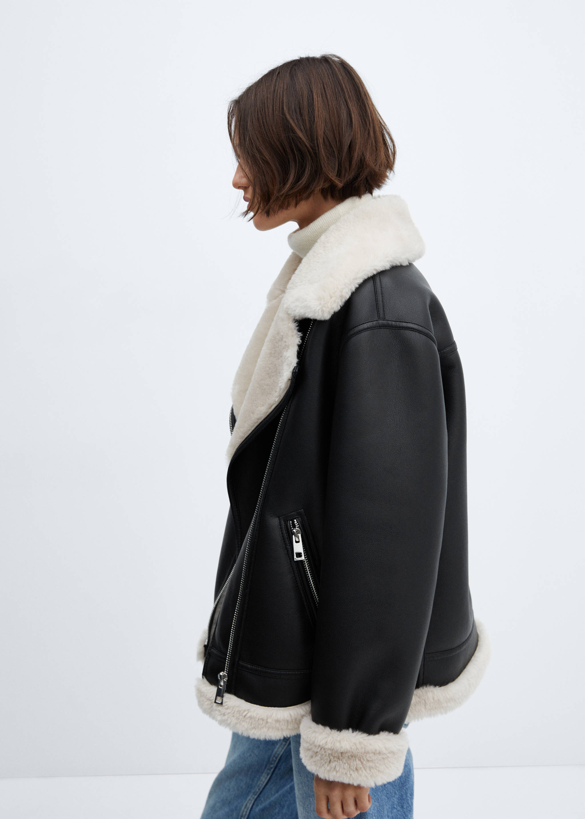 Double-faced faux-leather jacket - Details of the article 2