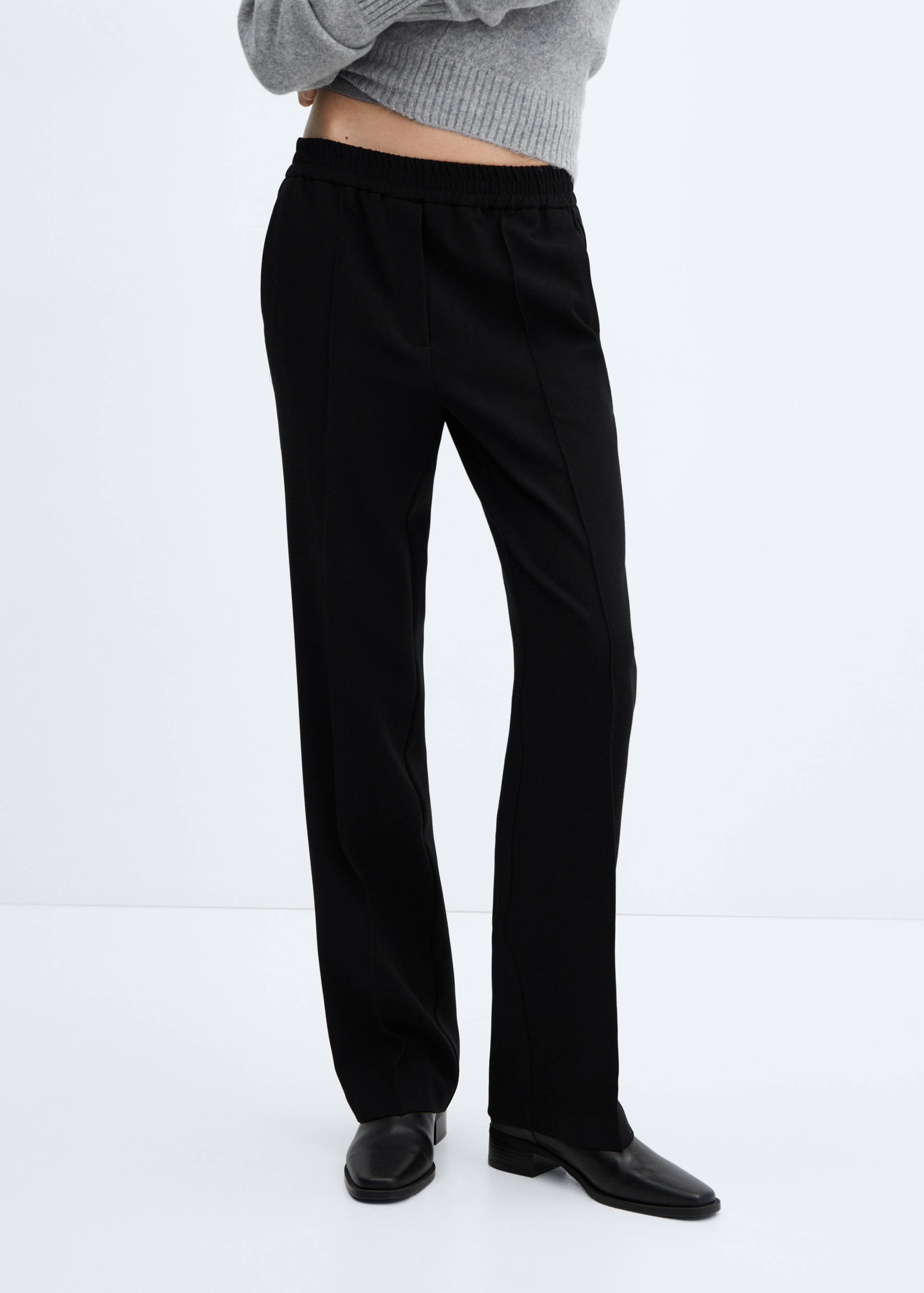 Straight-fit trousers with elastic waist - Medium plane