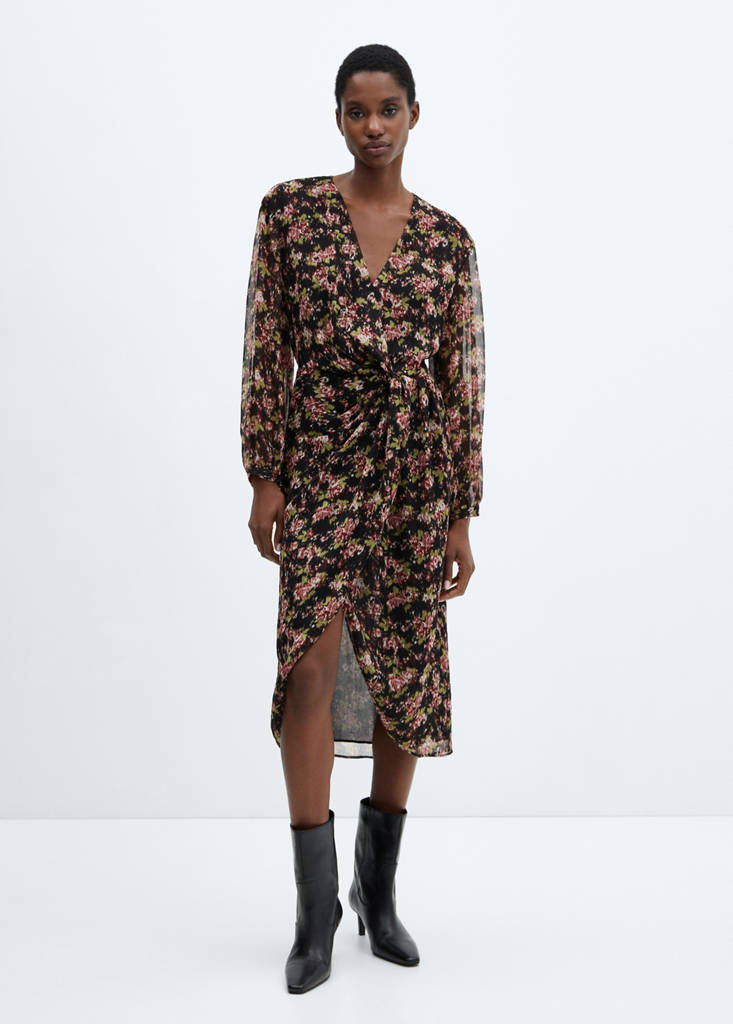 Knot print dress — Black