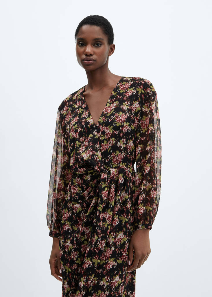 Knot print dress — Black