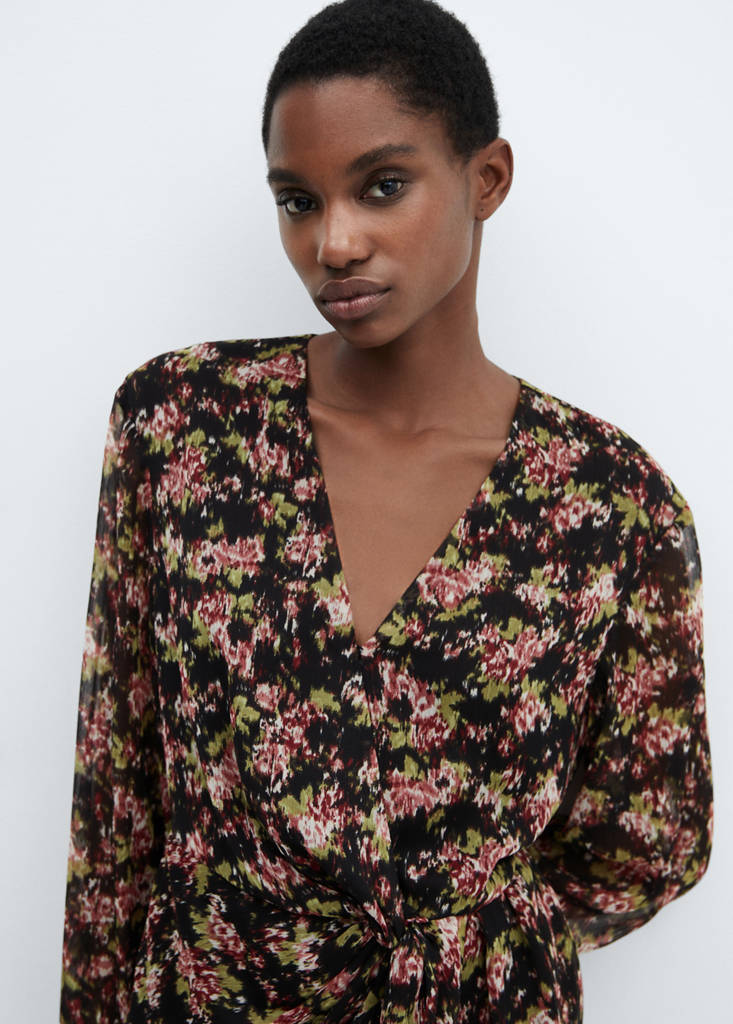 Knot print dress — Black