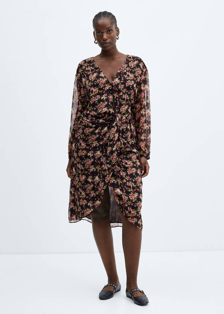 Knot print dress — Black