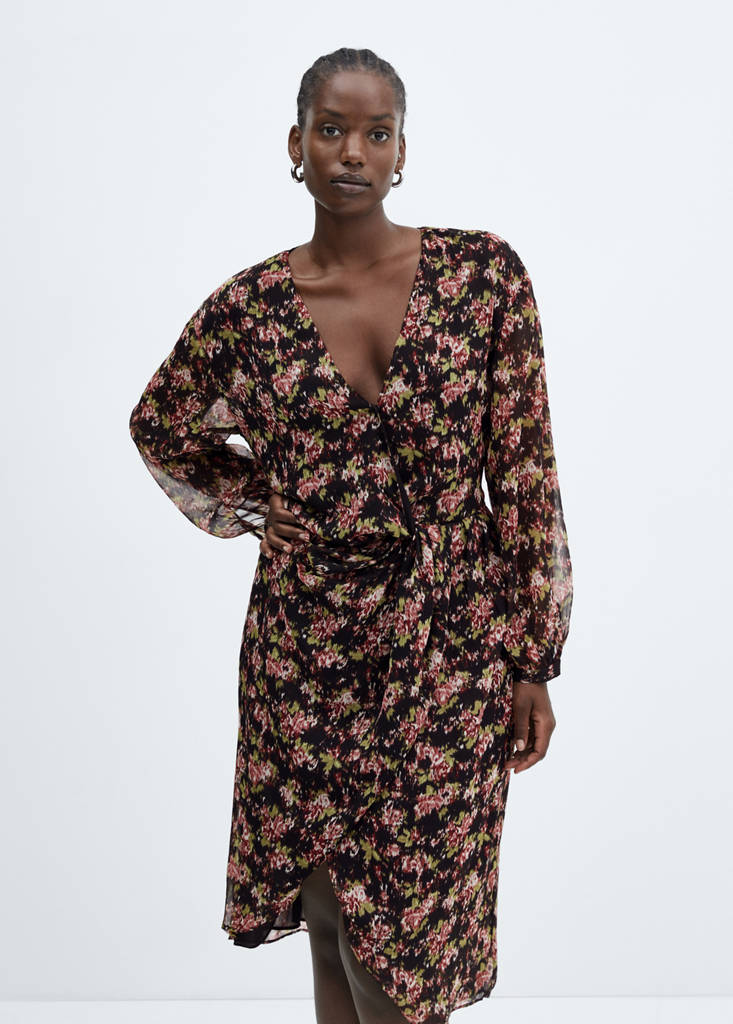 Knot print dress — Black
