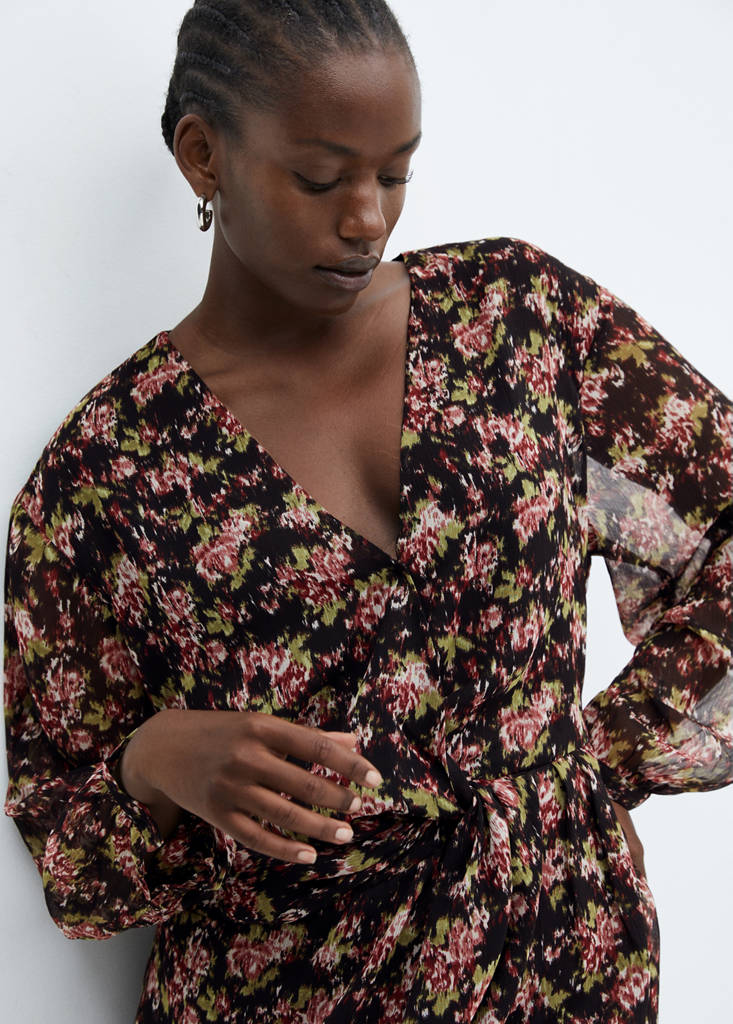 Knot print dress — Black