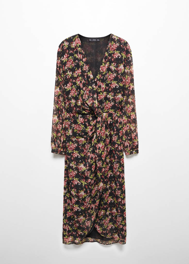 Knot print dress — Black