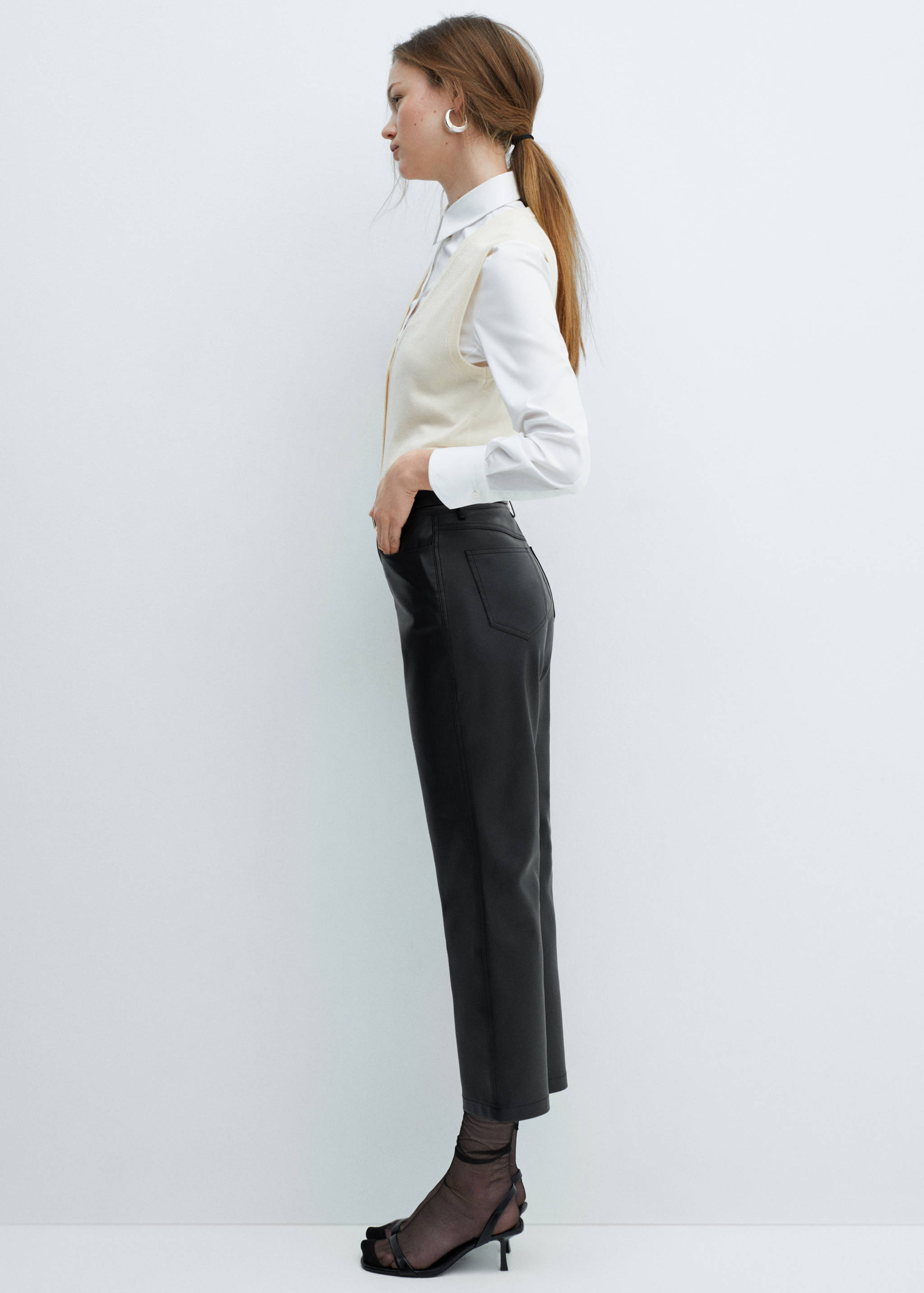 Straight-leg faux-leather trousers - Details of the article 2