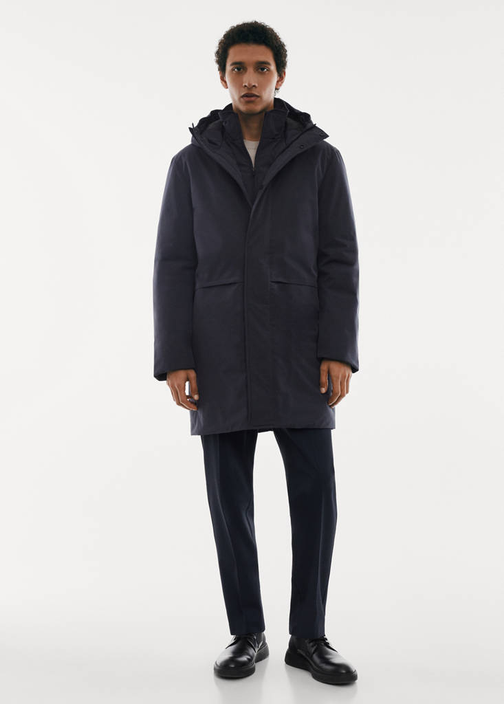 SOFEELATE® padded parka with hood — Navy