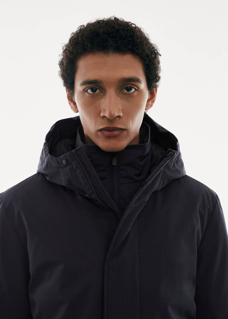 SOFEELATE® padded parka with hood — Navy