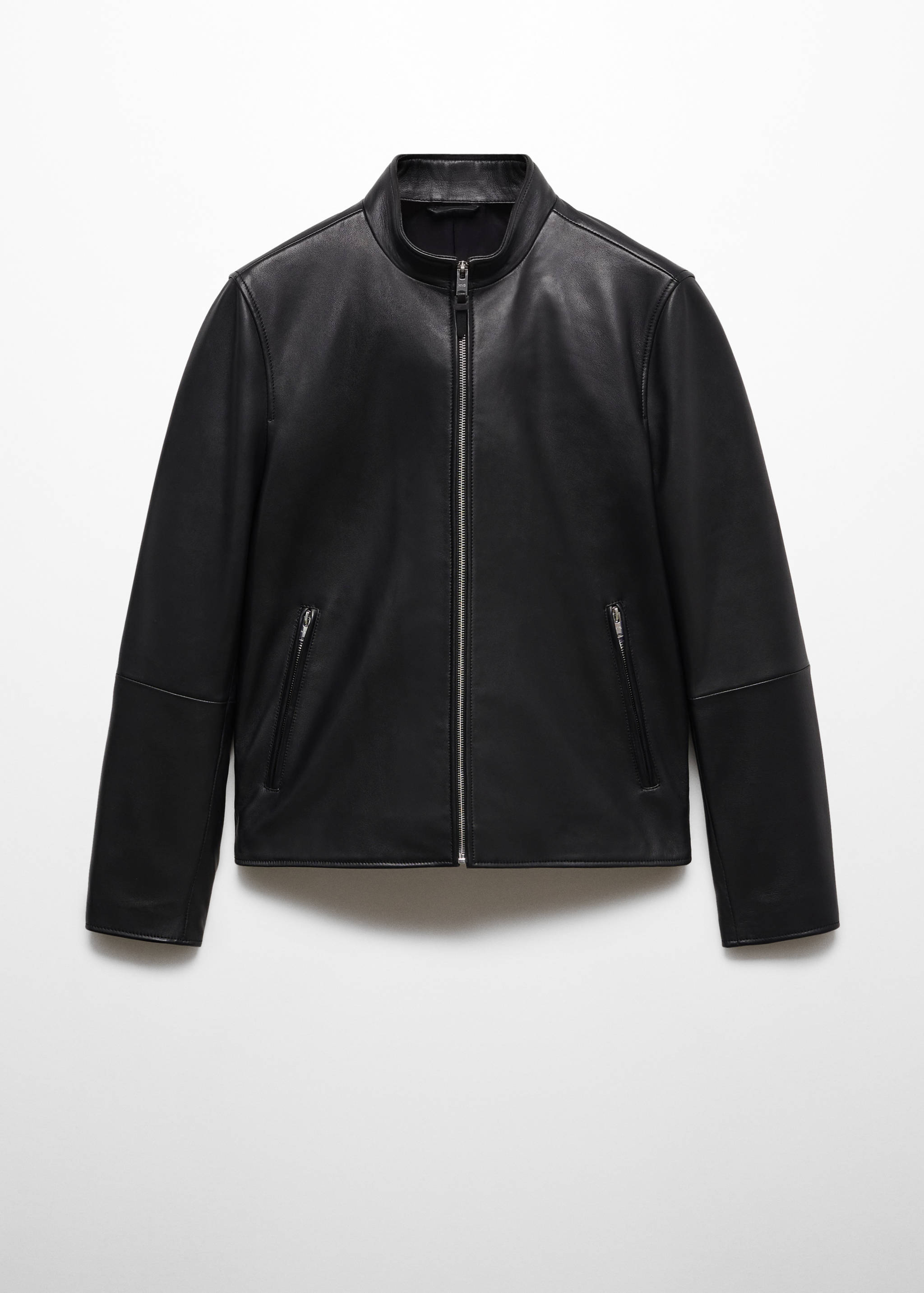 Zip-detail leather biker jacket - Article without model