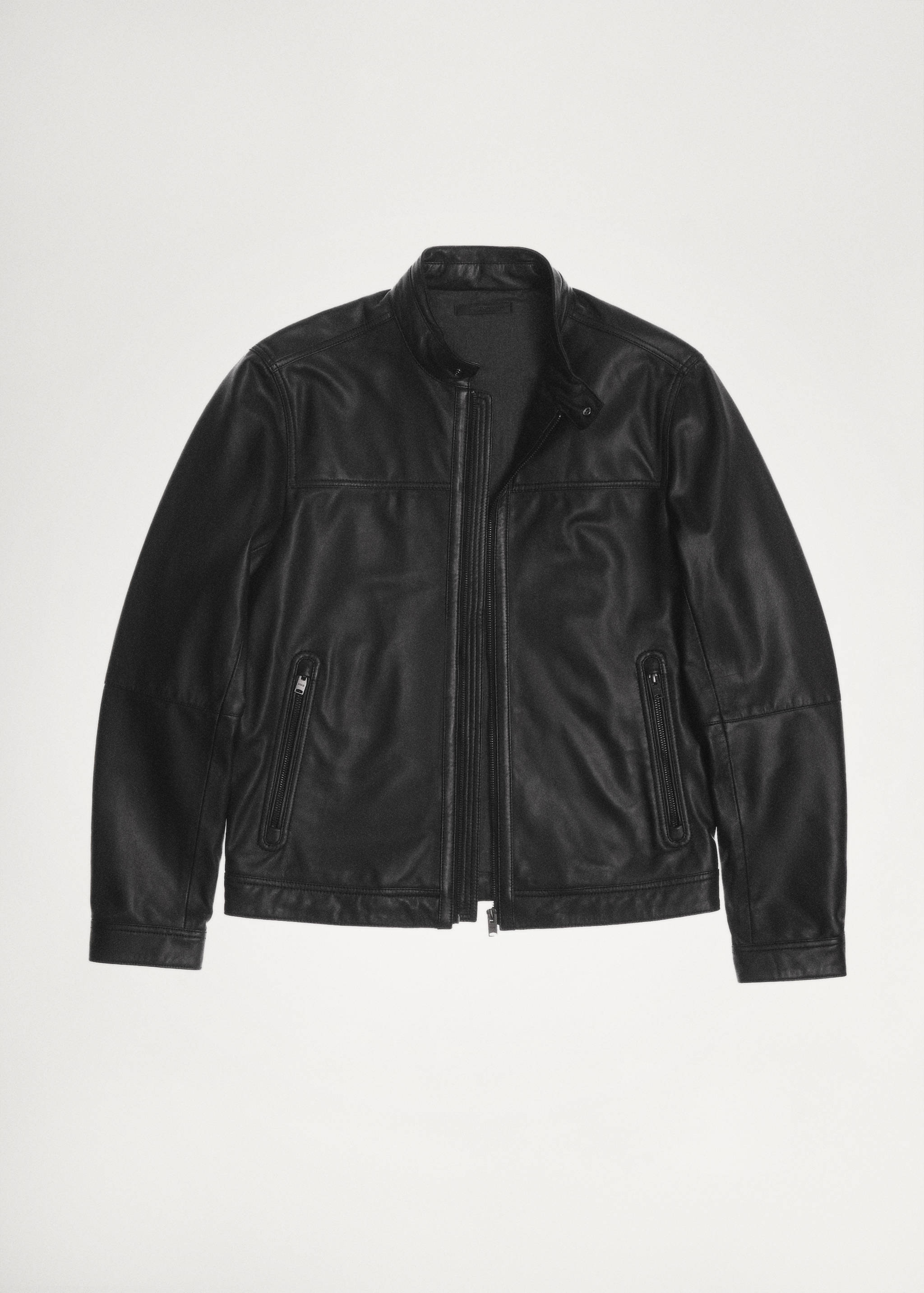 Zip-detail leather biker jacket - Details of the article 5