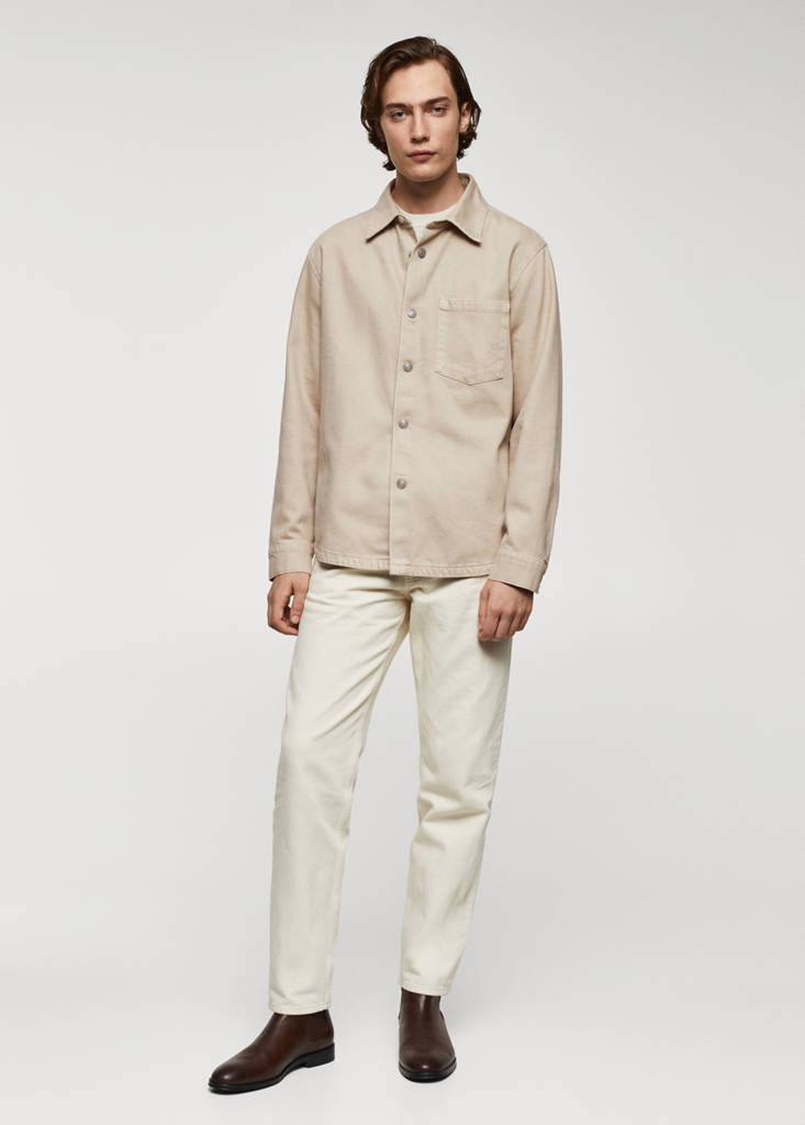 Pocket denim overshirt — Beige