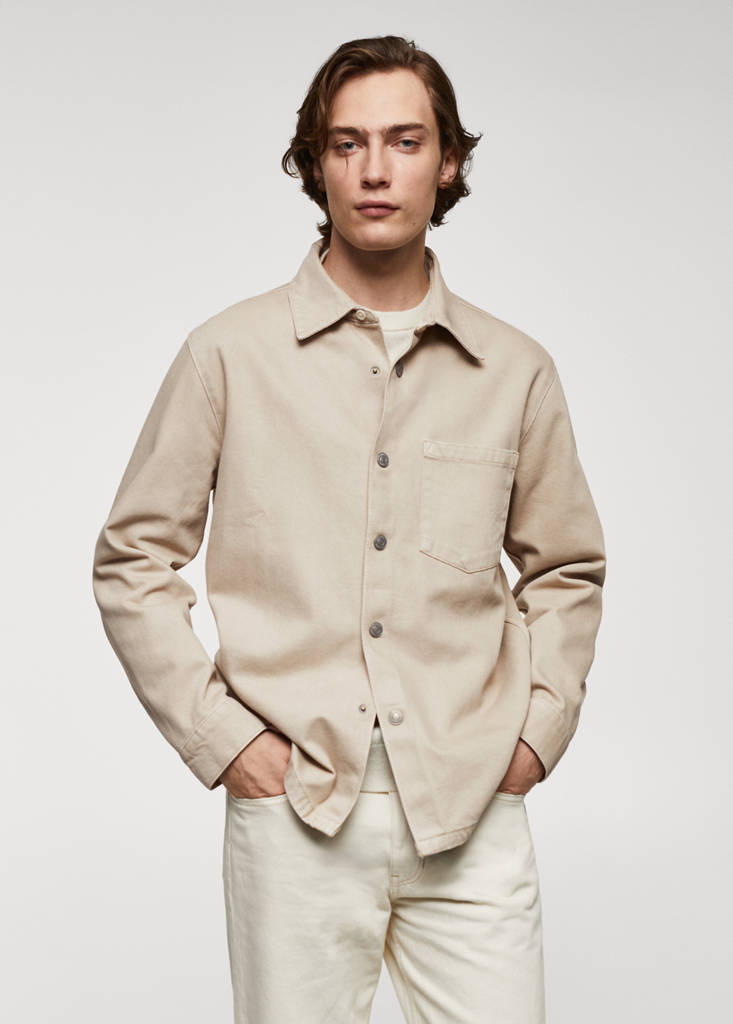 Pocket denim overshirt — Beige