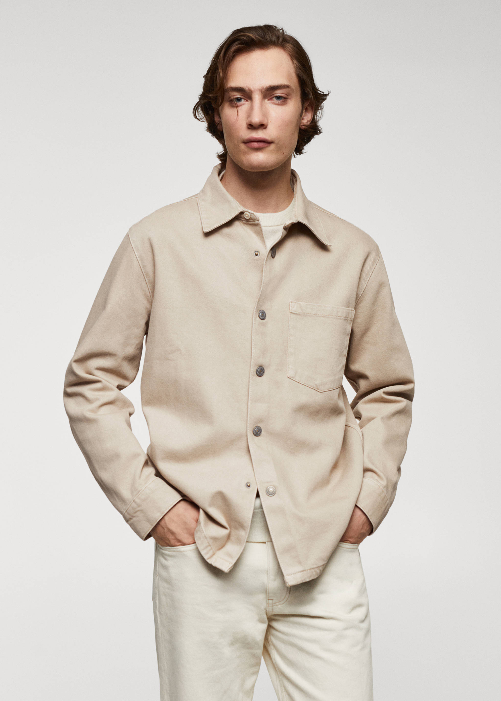 Jeans-Overshirt mit Taschen - Mittlere Ansicht