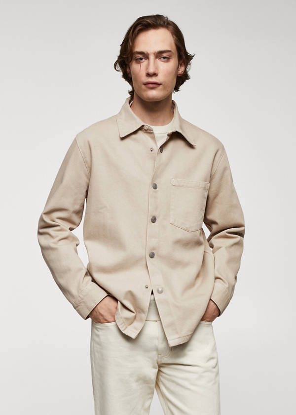 Pocket denim overshirt — Beige