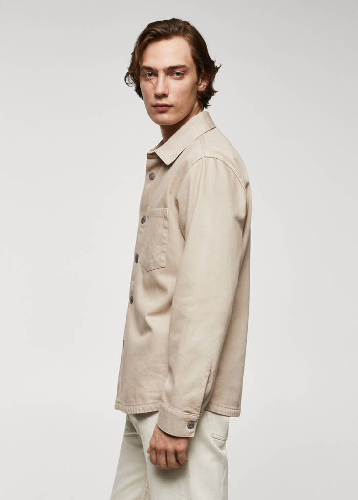 Pocket denim overshirt — Beige