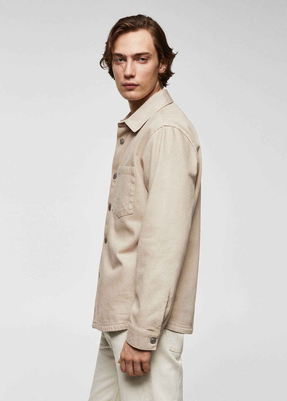 Pocket denim overshirt — Beige