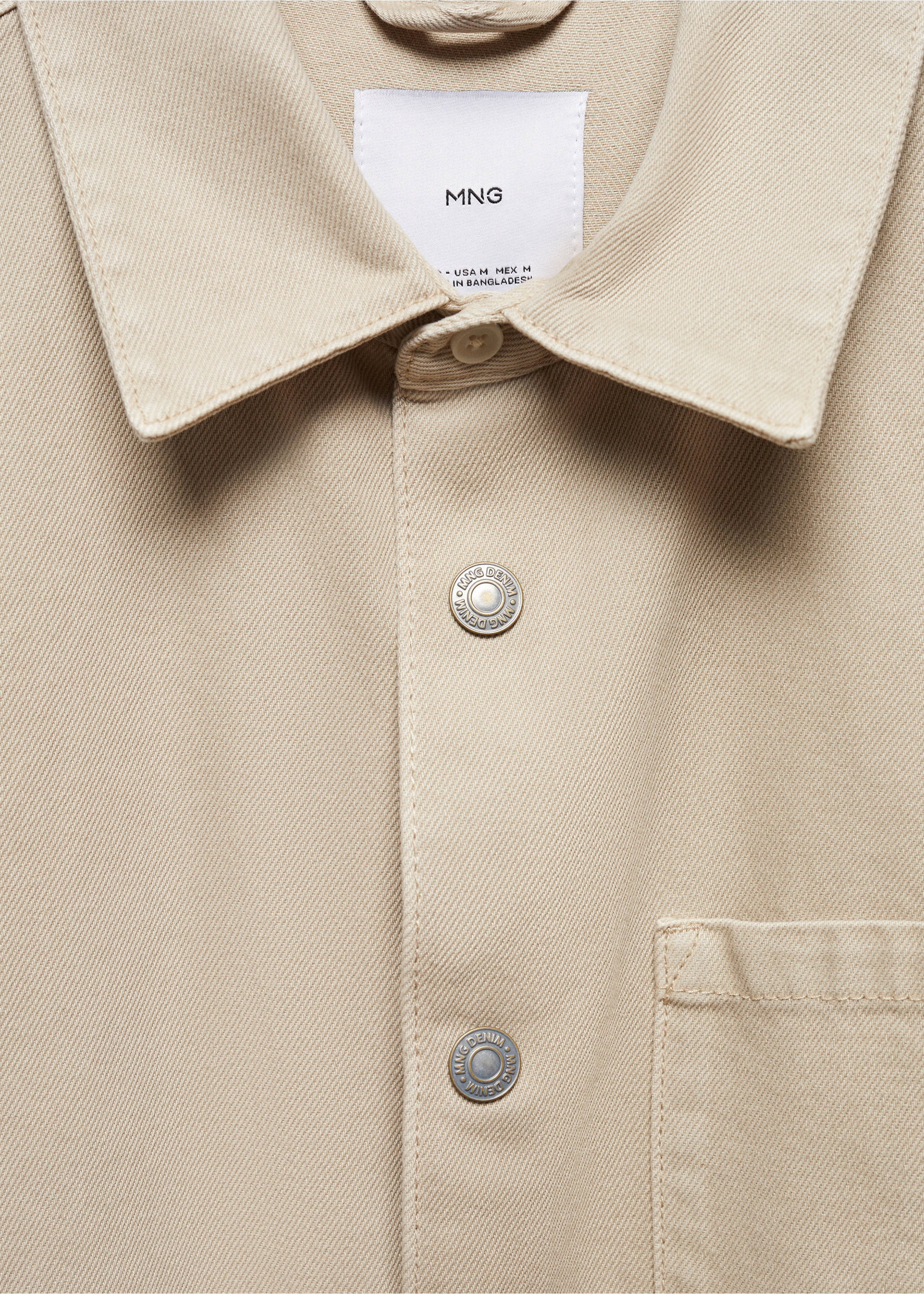Pocket denim overshirt - Details of the article 8, Beige. Ref: 67040620-00.