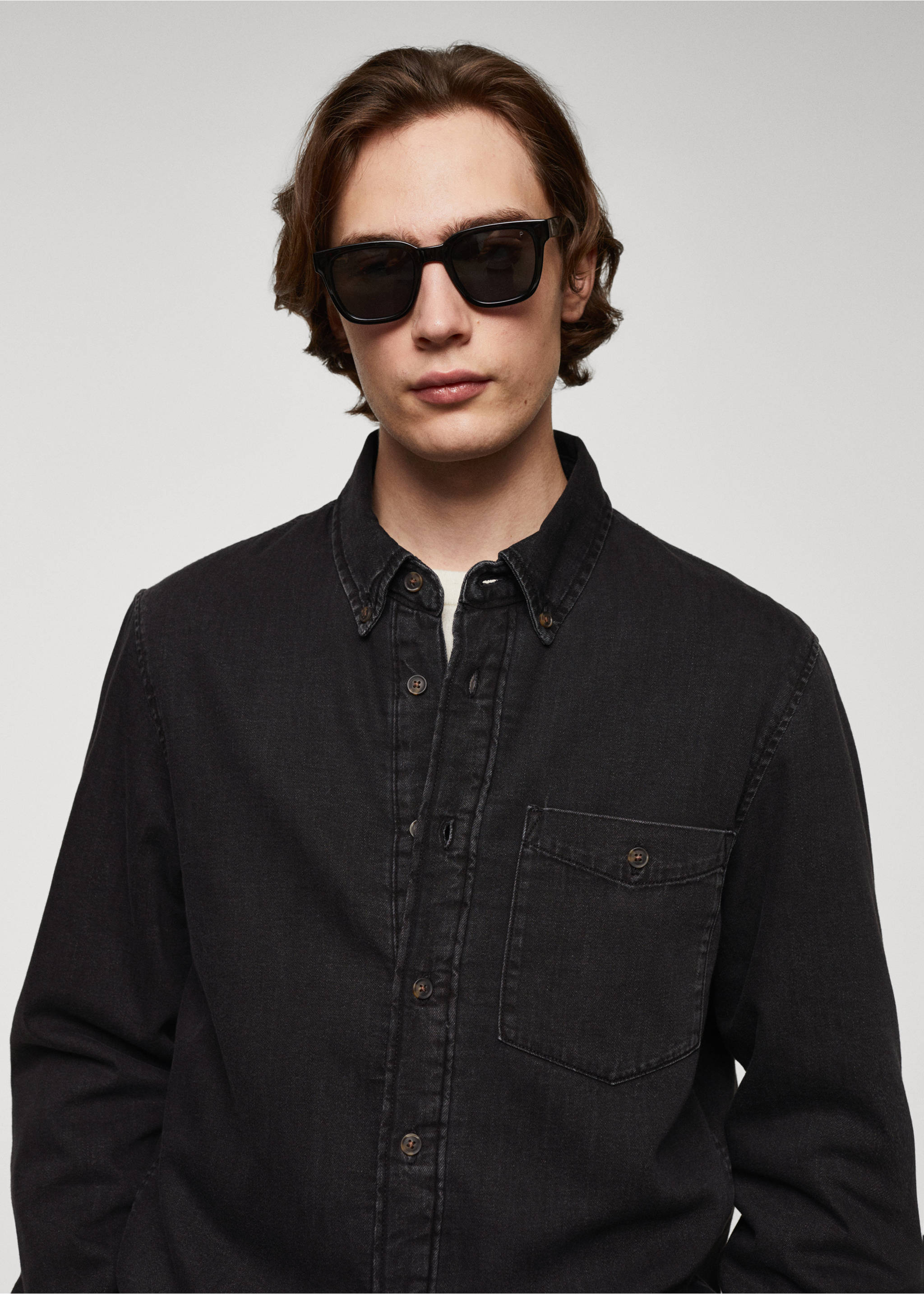 Surchemise denim matelassée - Détail de l'article 1, Black denim. Ref: 67040622-00.