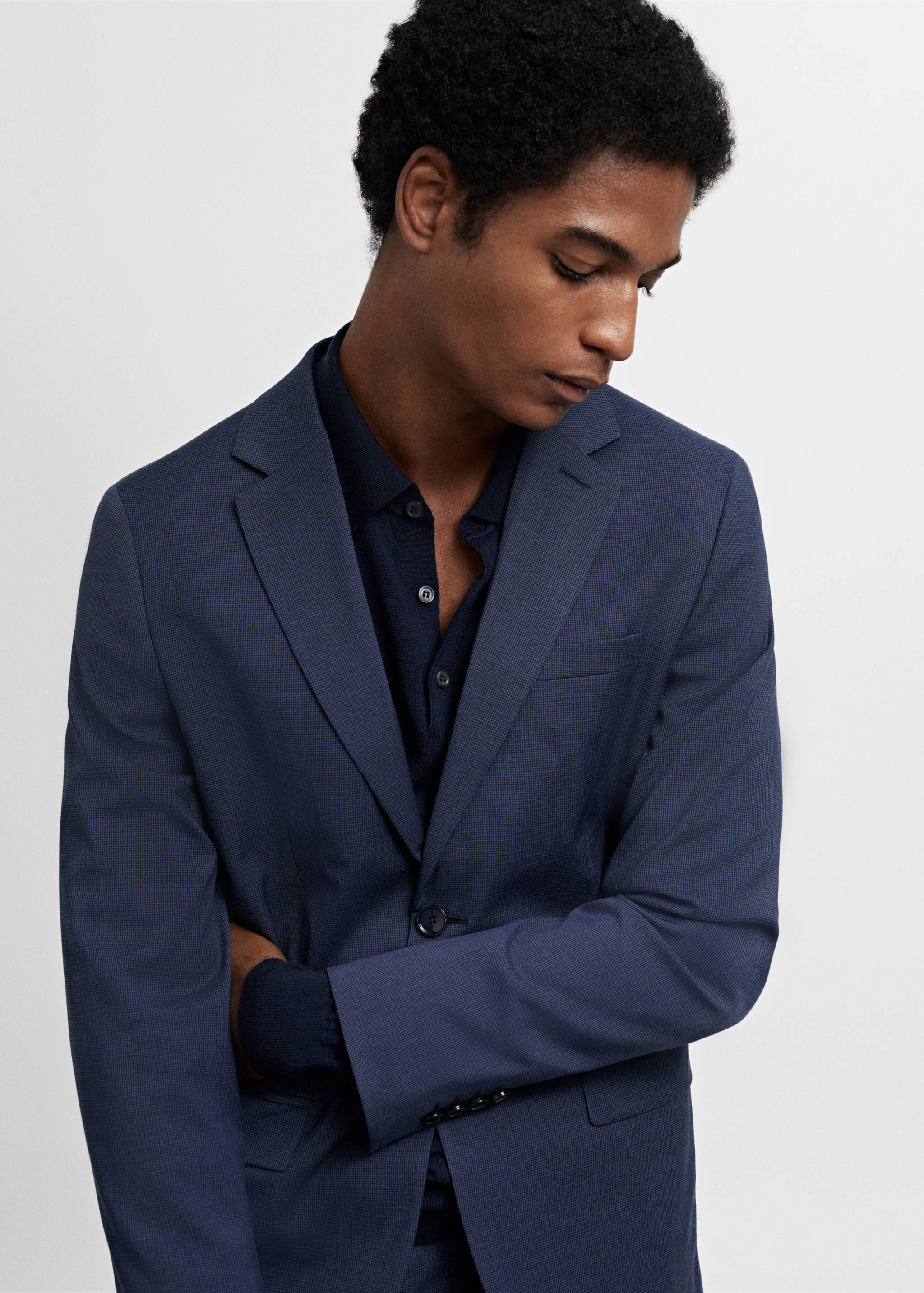 弹力面料超修身西装夹克 - null