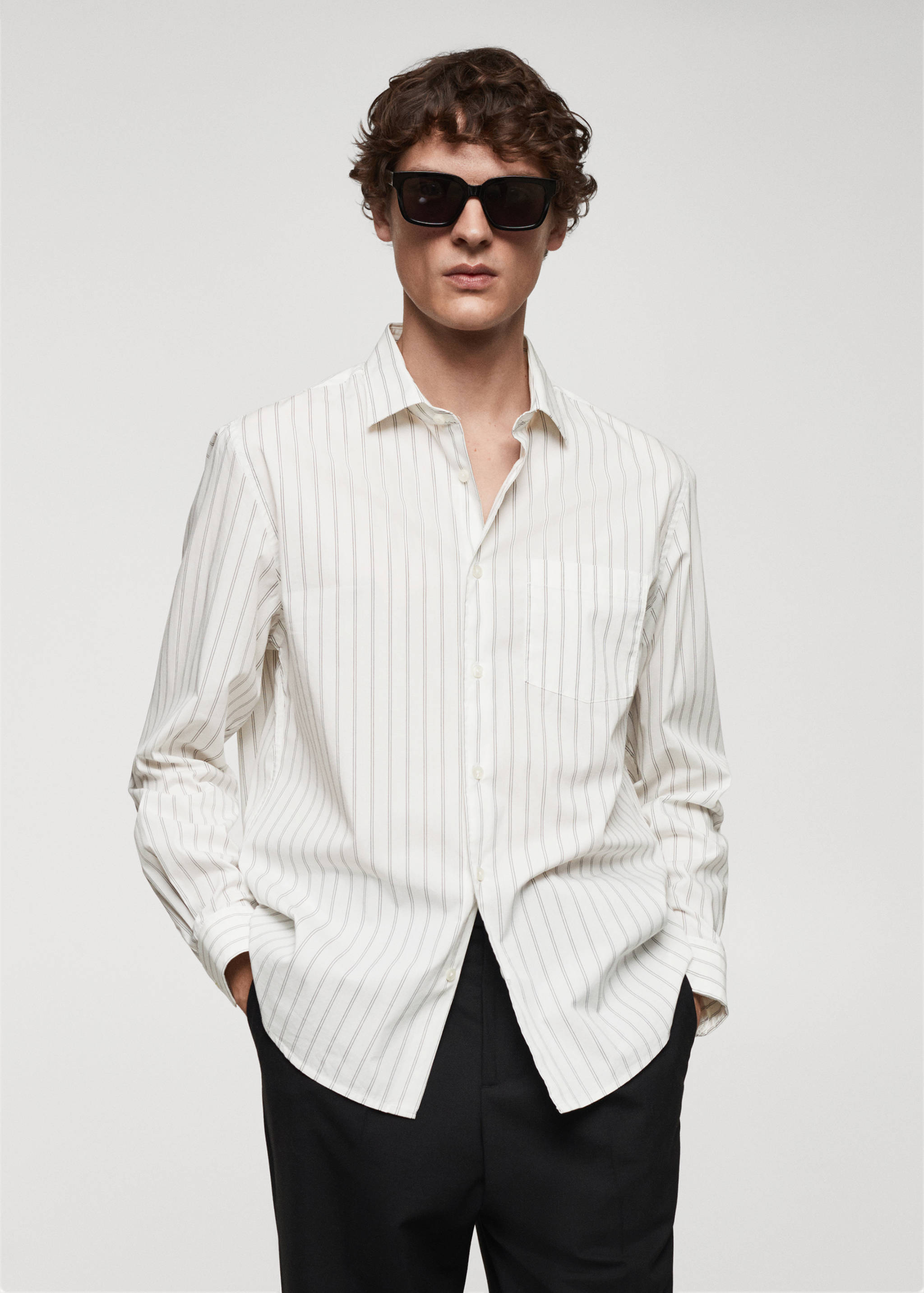 Chemise popeline classic-fit rayures - Plan moyen