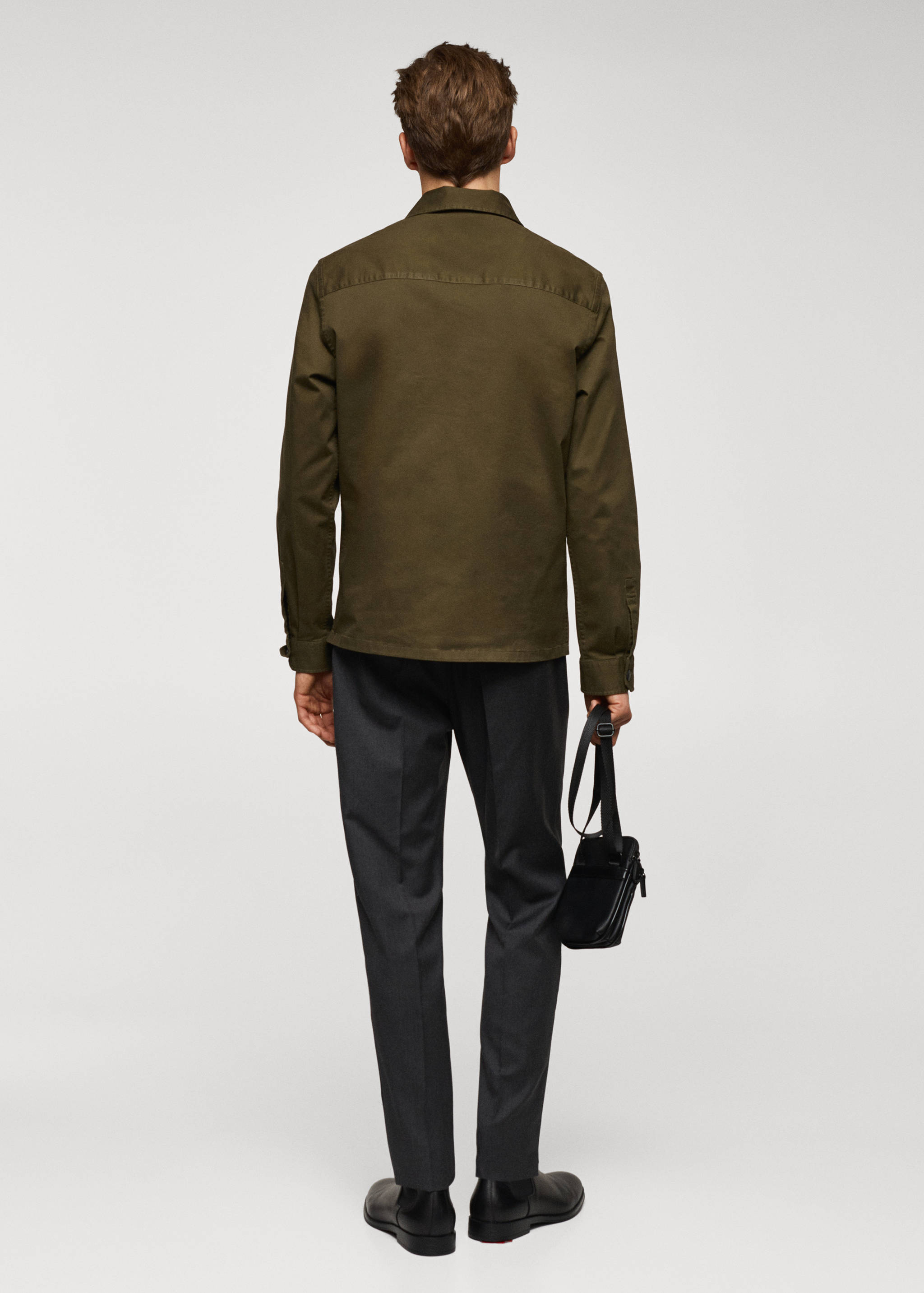 Stretch cotton overshirt with pockets - Reverse of the article