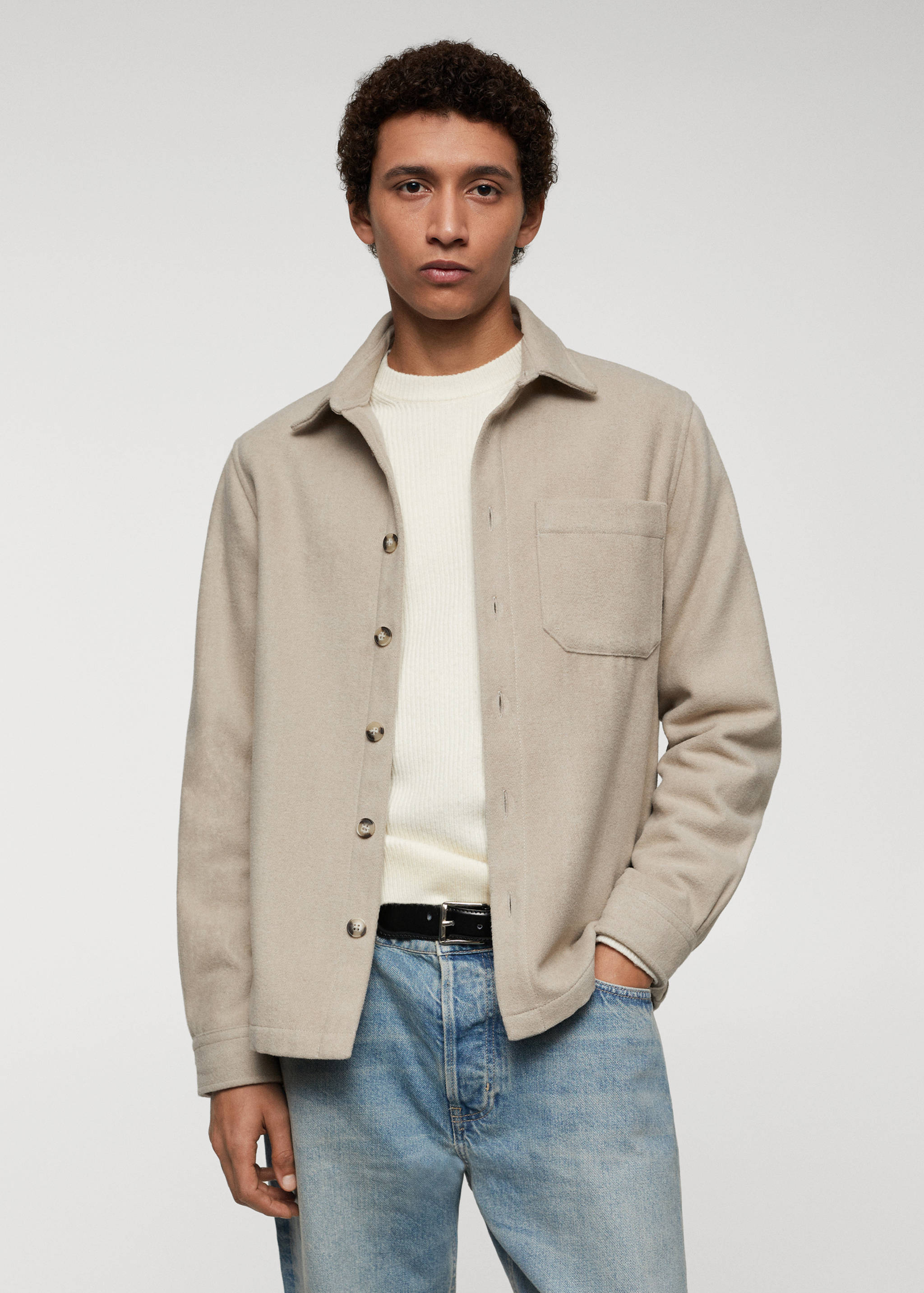 Regular-fit overshirt with pocket - Medium plane