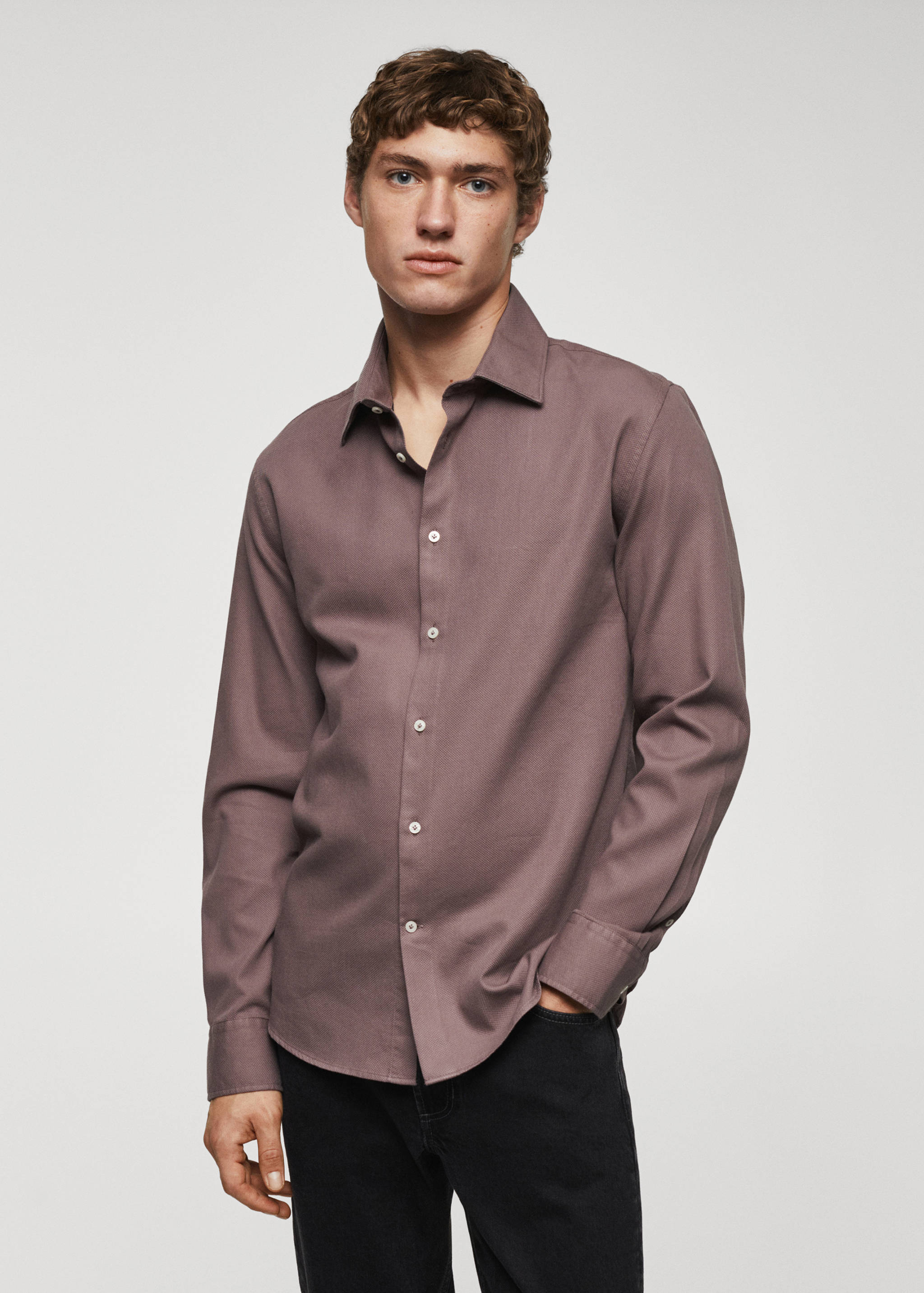 Chemise slim fit structurée coton - Plan moyen