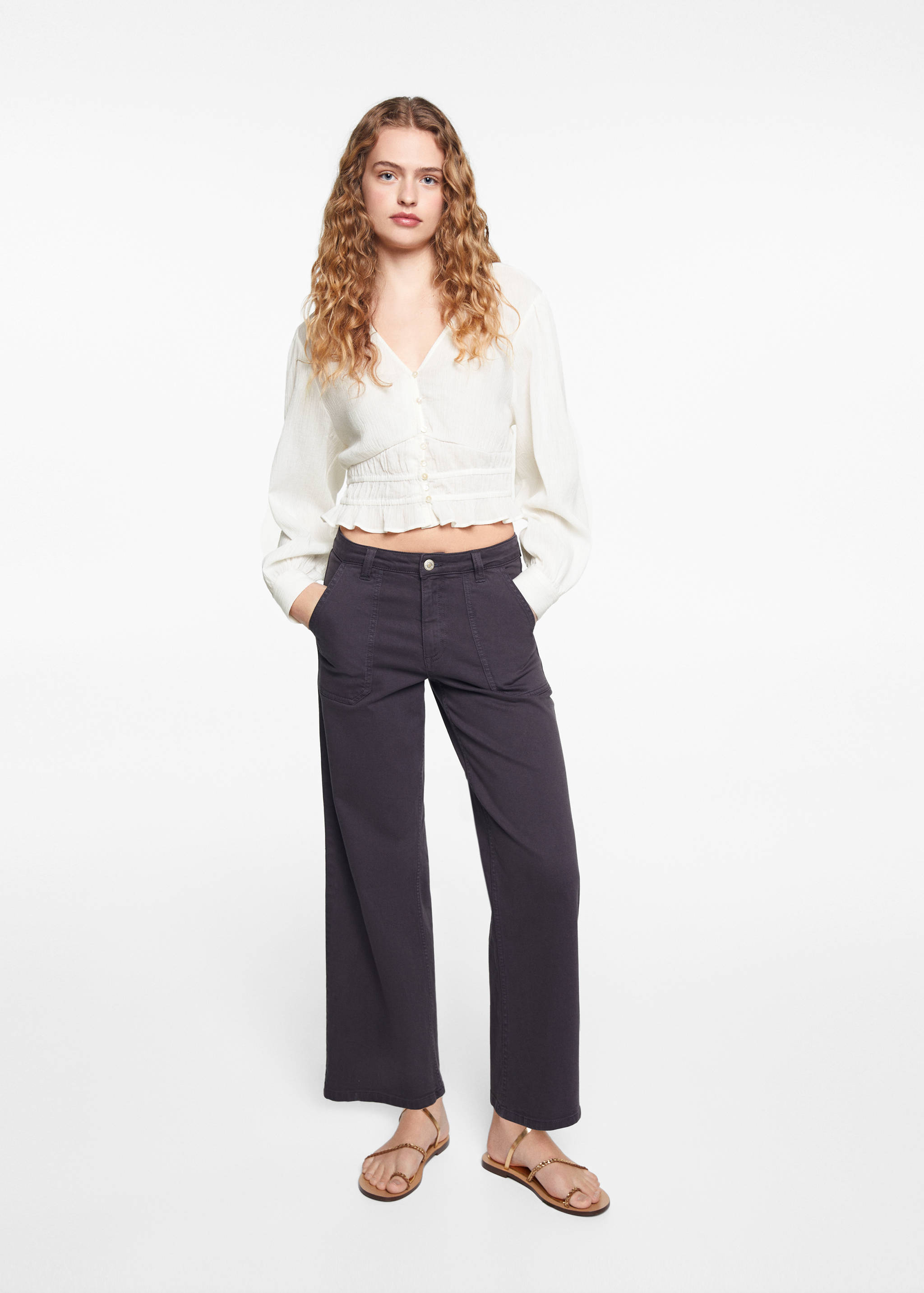 Хлопковая блузка с пуговицами - Общий план