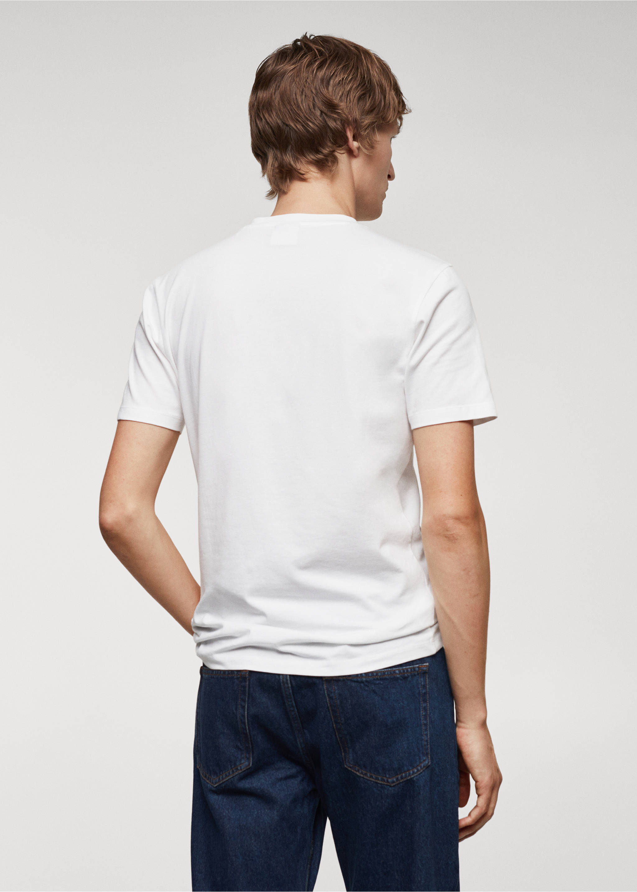 Stretch cotton T-shirt - Reverse of the article, White. Ref: 67040645-00.