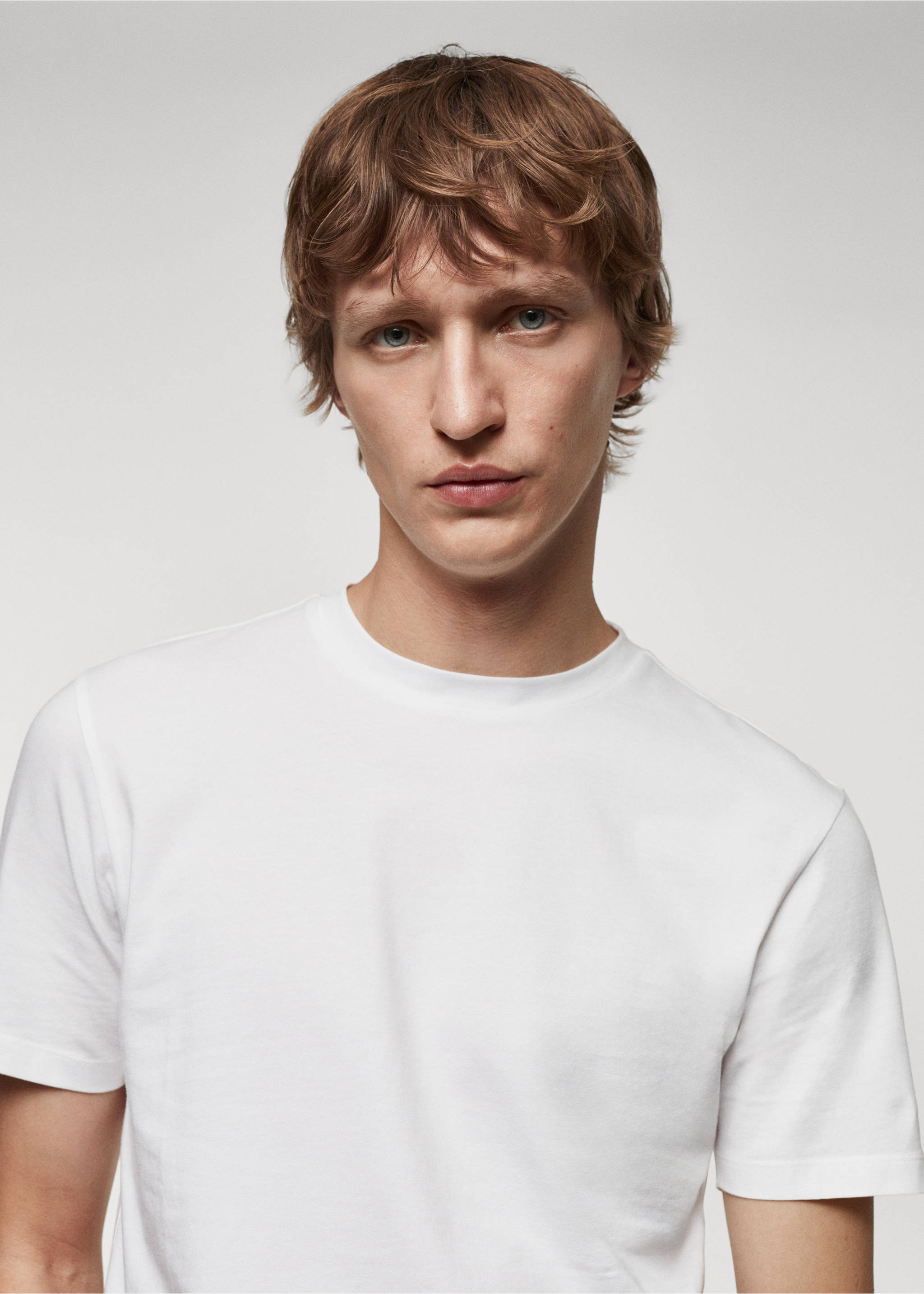 Stretch cotton T-shirt - Details of the article 2, White. Ref: 67040645-00.