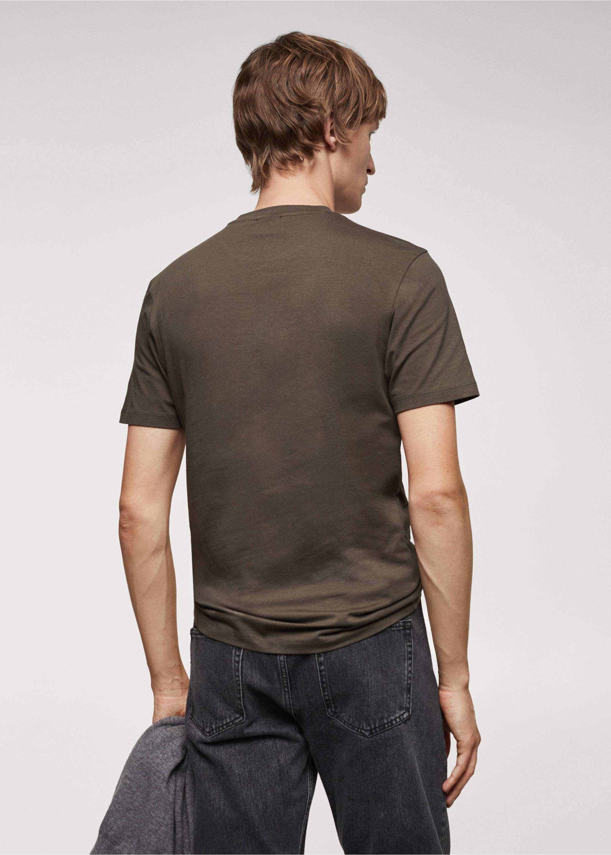 Stretch cotton T-shirt - Reverse of the article, Dark Green. Ref: 67040645-00.