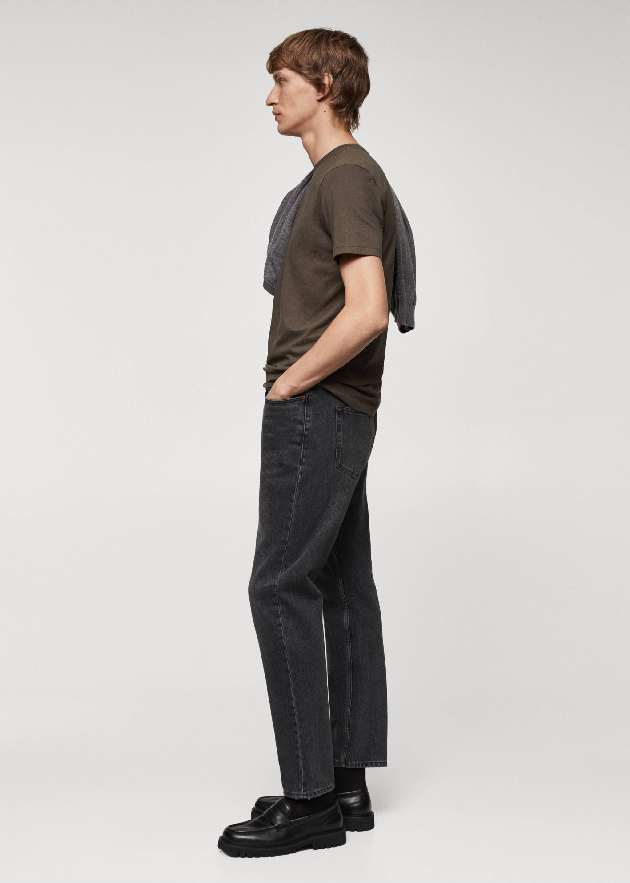 Stretch cotton T-shirt - Details of the article 1, Dark Green. Ref: 67040645-00.