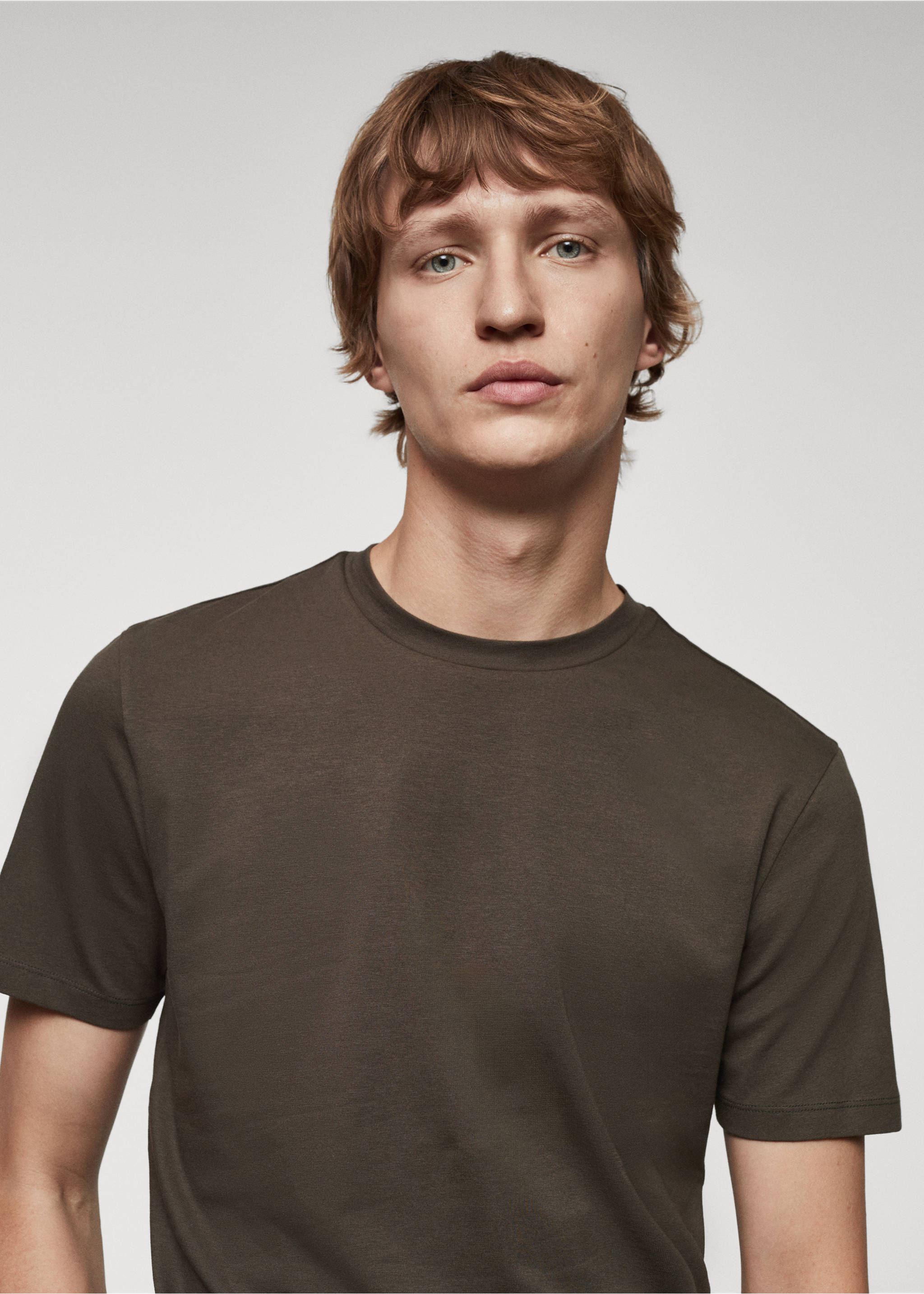 Stretch cotton T-shirt - Details of the article 2, Dark Green. Ref: 67040645-00.