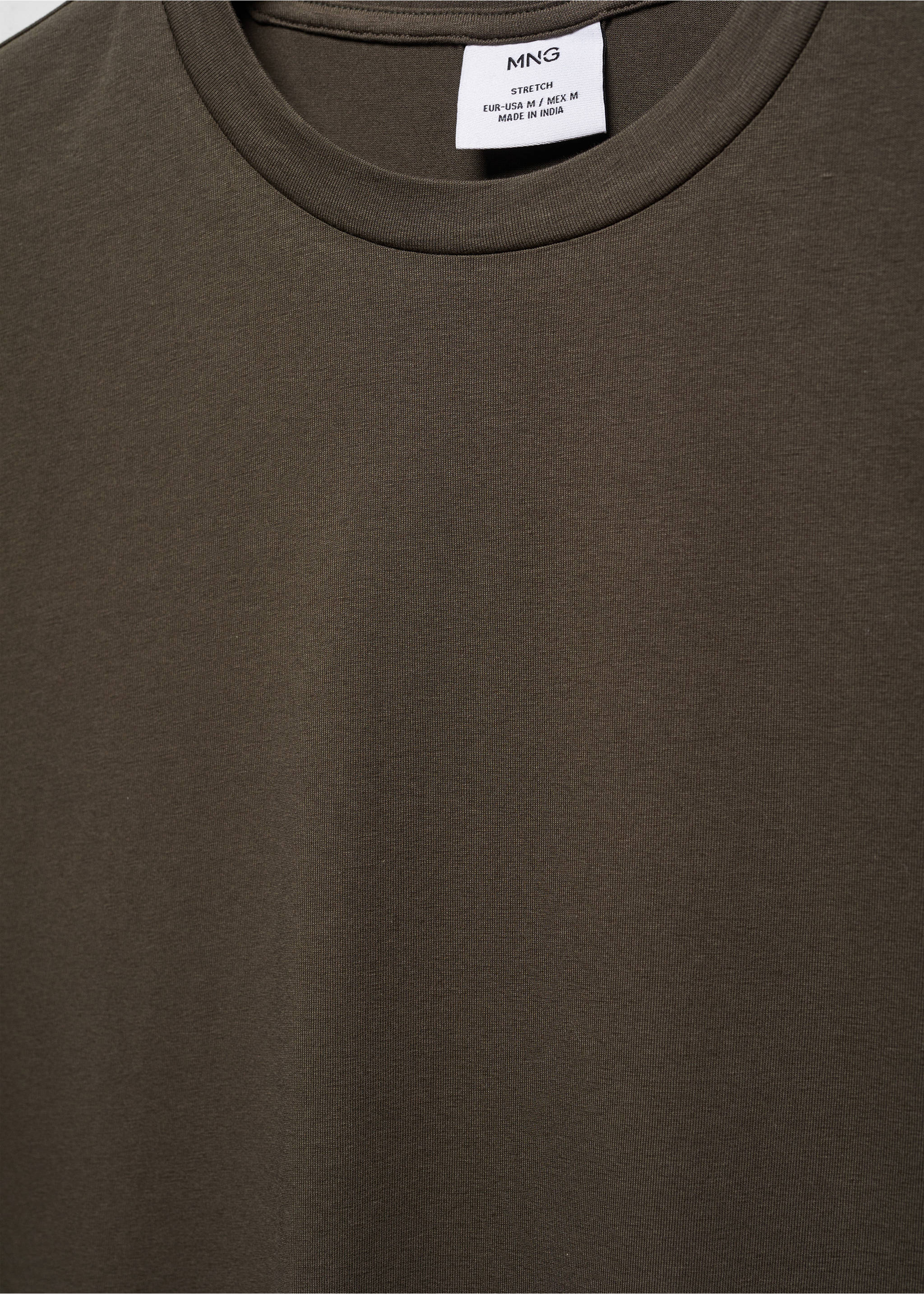 Stretch cotton T-shirt - Details of the article 8, Dark Green. Ref: 67040645-00.