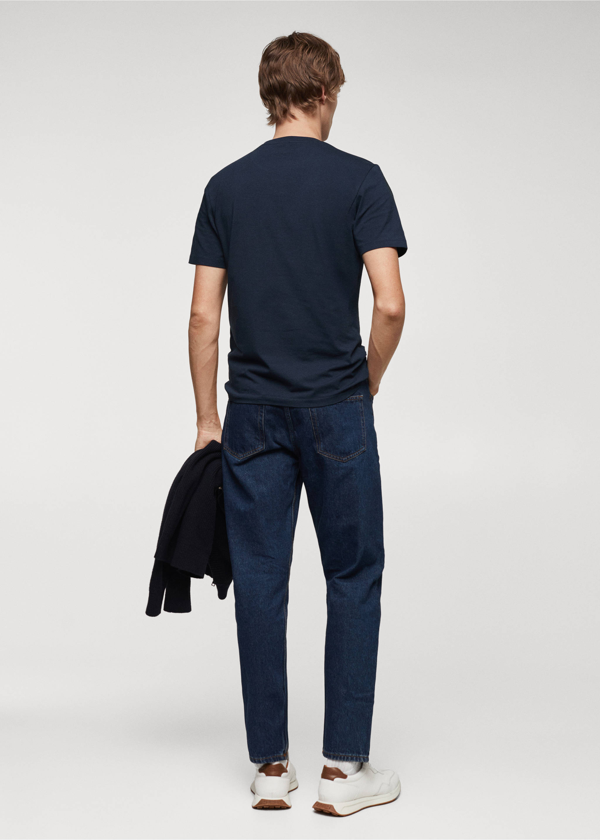 Stretch cotton T-shirt - Reverse of the article, Navy. Ref: 67040645-00.