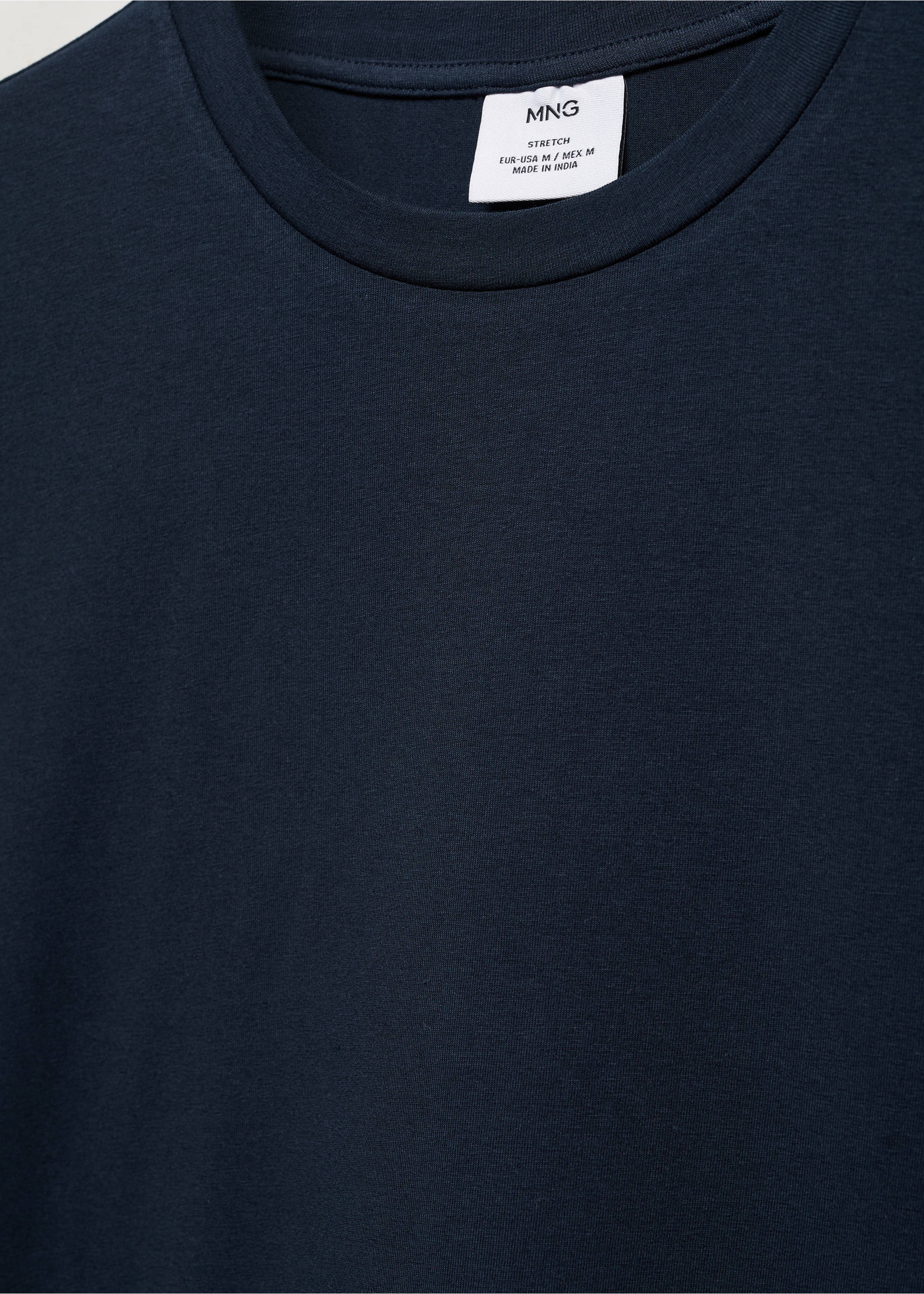 Stretch cotton T-shirt - Details of the article 8, Navy. Ref: 67040645-00.